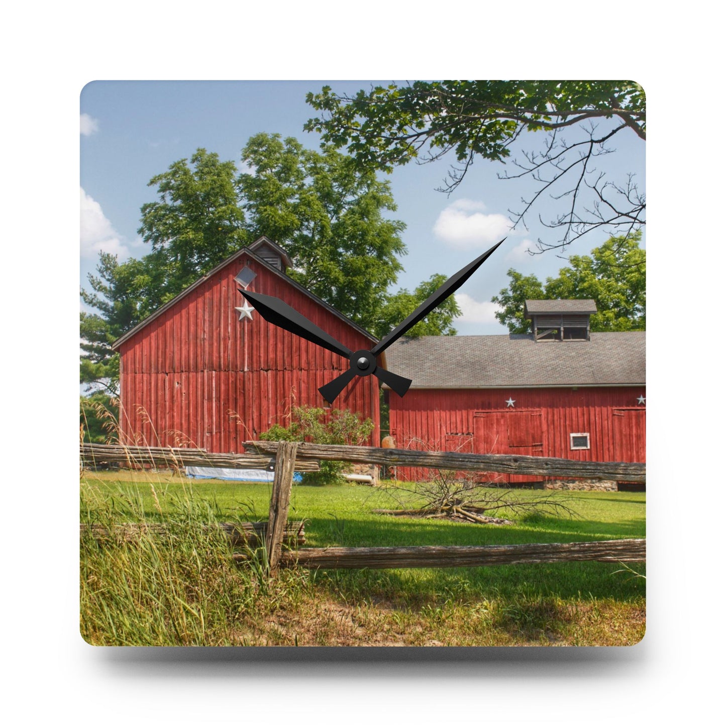 U R There Photography Hollow Corners Star Barn Rustic Farmhouse Acrylic Analog Wall Clock
