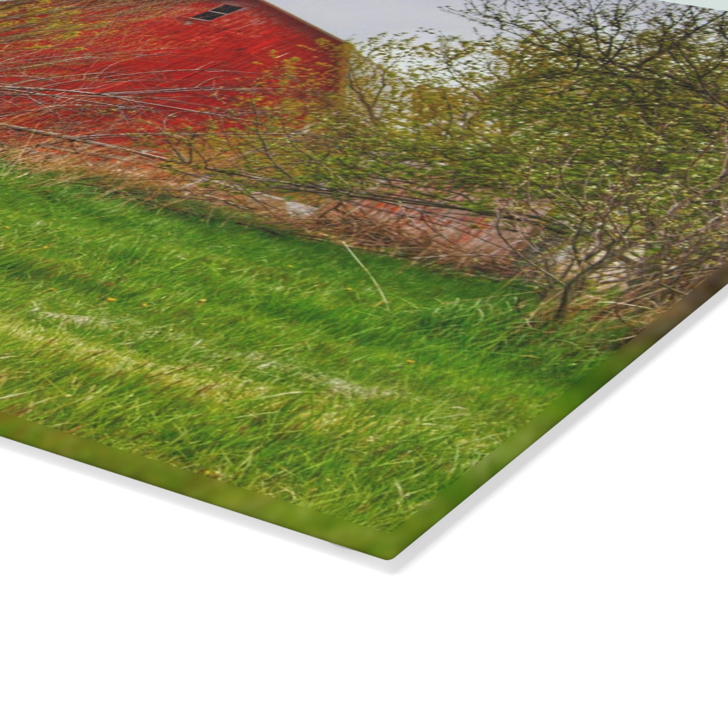 U R There Photography Castle Corner Red I Rustic Farmhouse Tempered-Glass Cutting Board