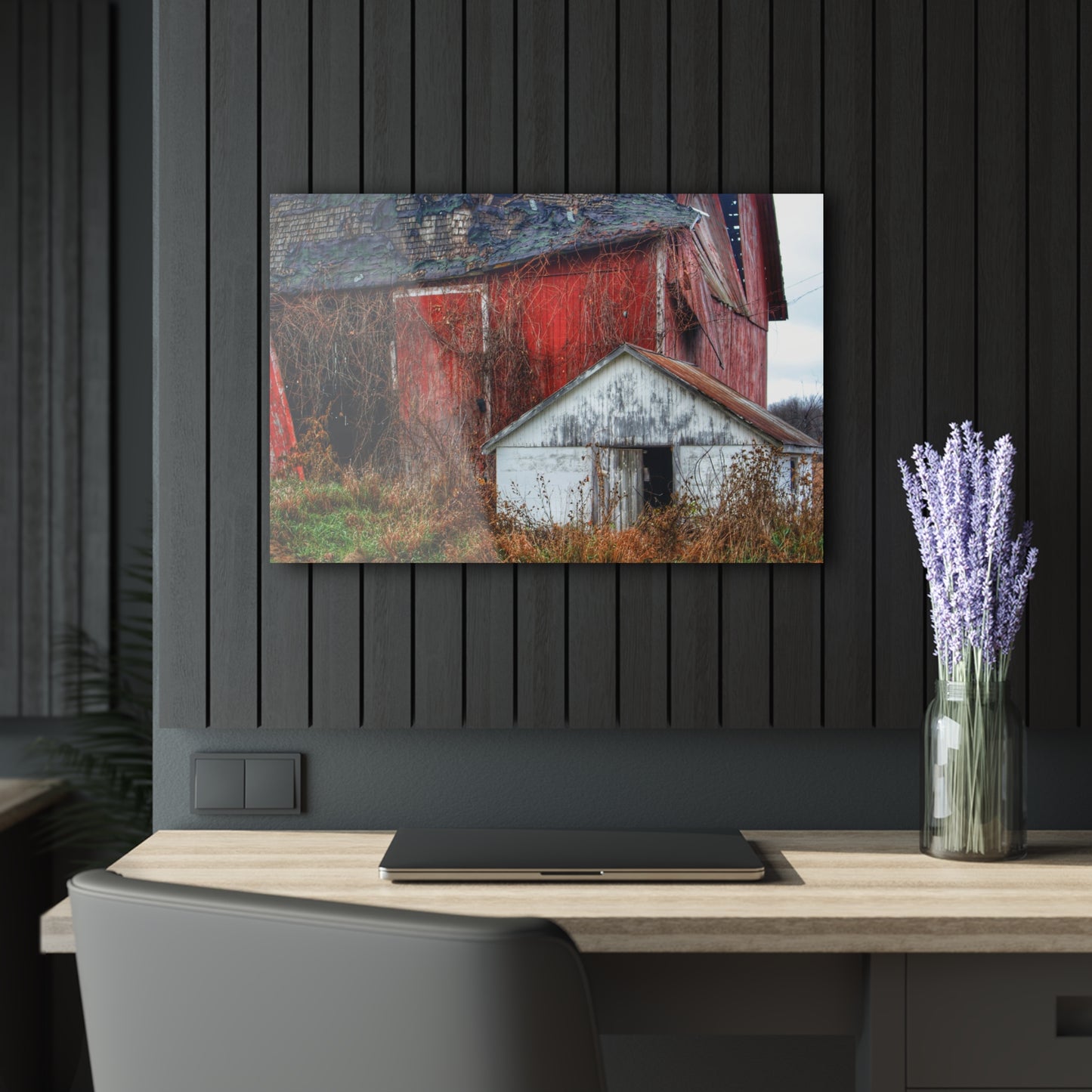 U R There Photography German Road Forgotten Red II Rustic Farmhouse Acrylic Wall Print