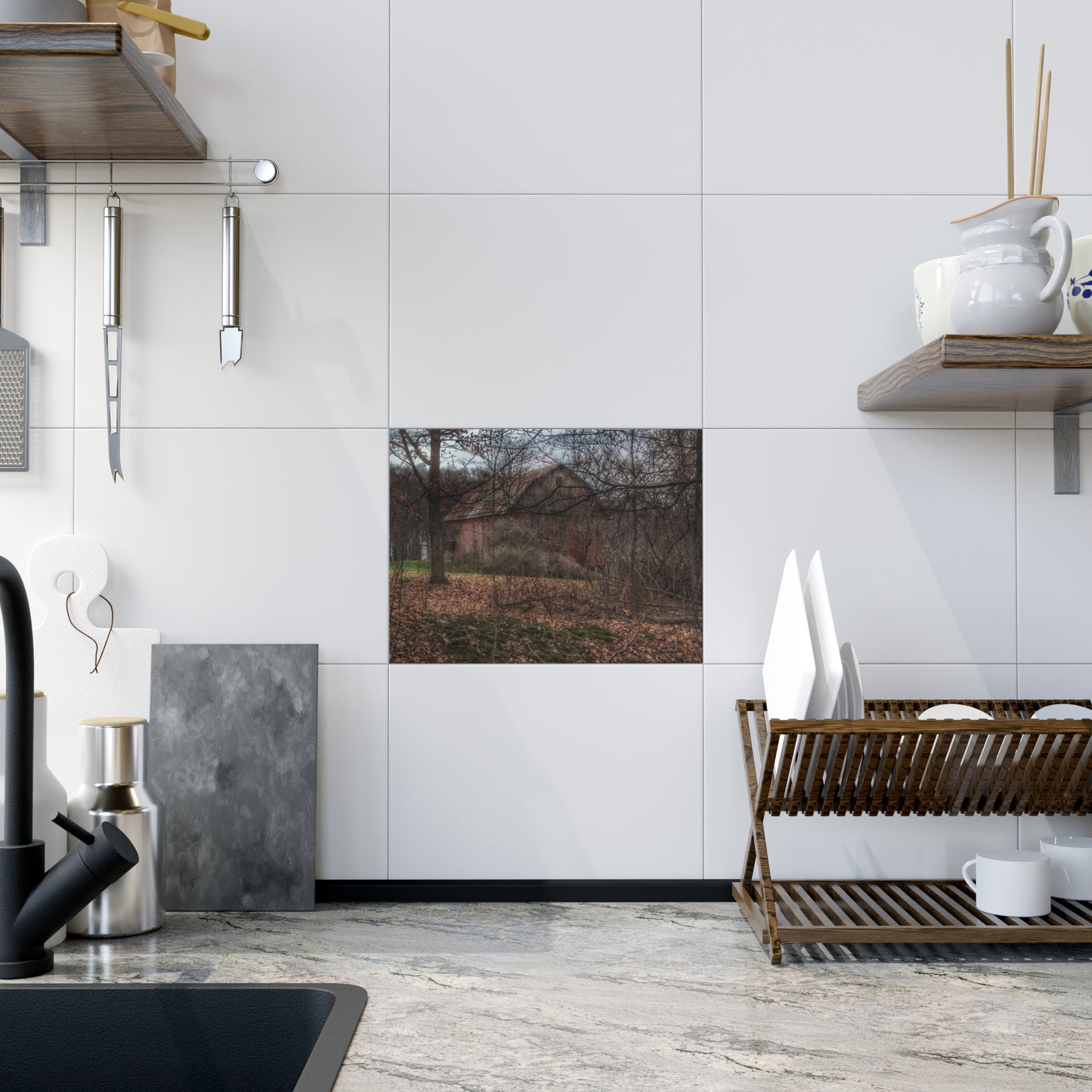 Rustic Farmhouse Wall Tile featuring Mayville Hidden Barn II