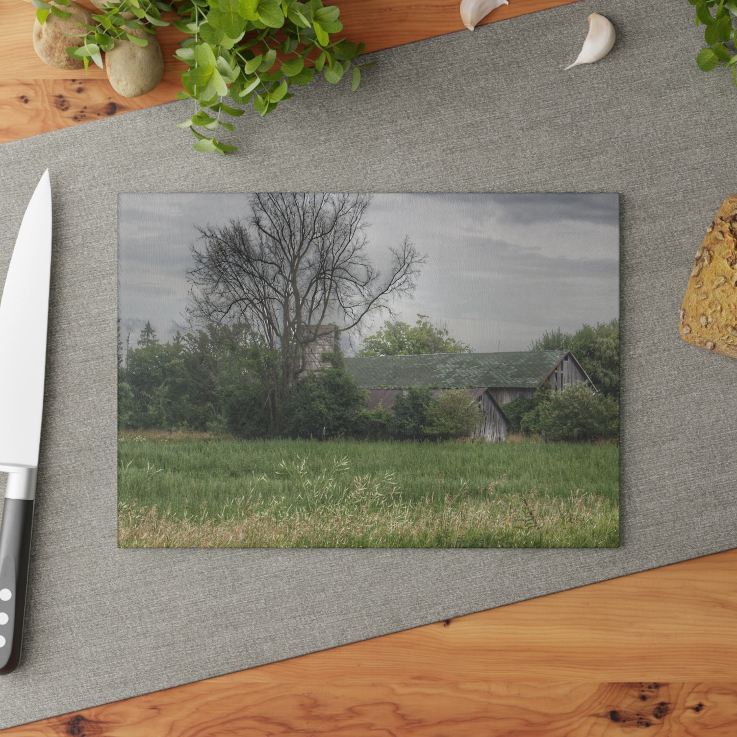 U R There Photography Wilder Road Grey III Rustic Farmhouse Tempered-Glass Cutting Board