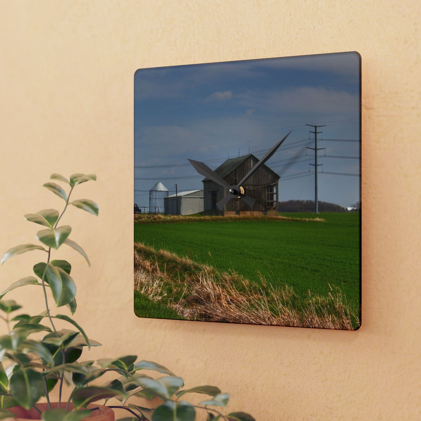 U R There Photography McAlpine Grey Rustic Farmhouse Acrylic Analog Wall Clock