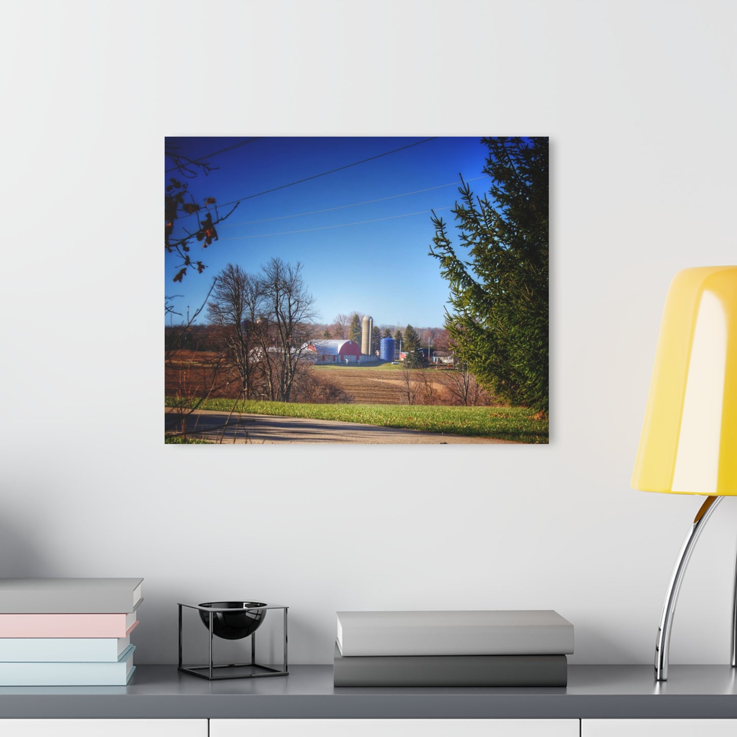 Rustic Farmhouse Wall Print Featuring Across the Field on Brocker Road