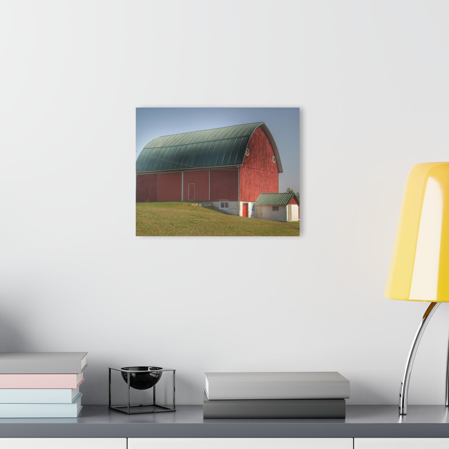 U R There Photography Barnes Road Red Rustic Farmhouse Acrylic Wall Print