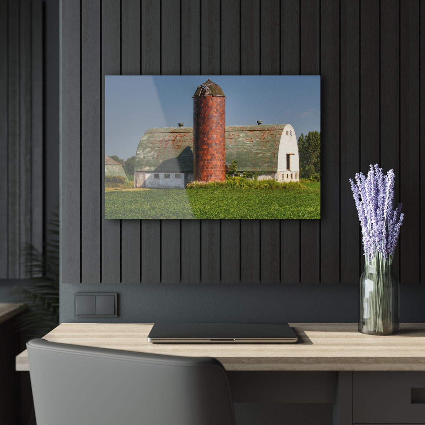 U R There Photography Elba White and Silo Rustic Farmhouse Acrylic Wall Print