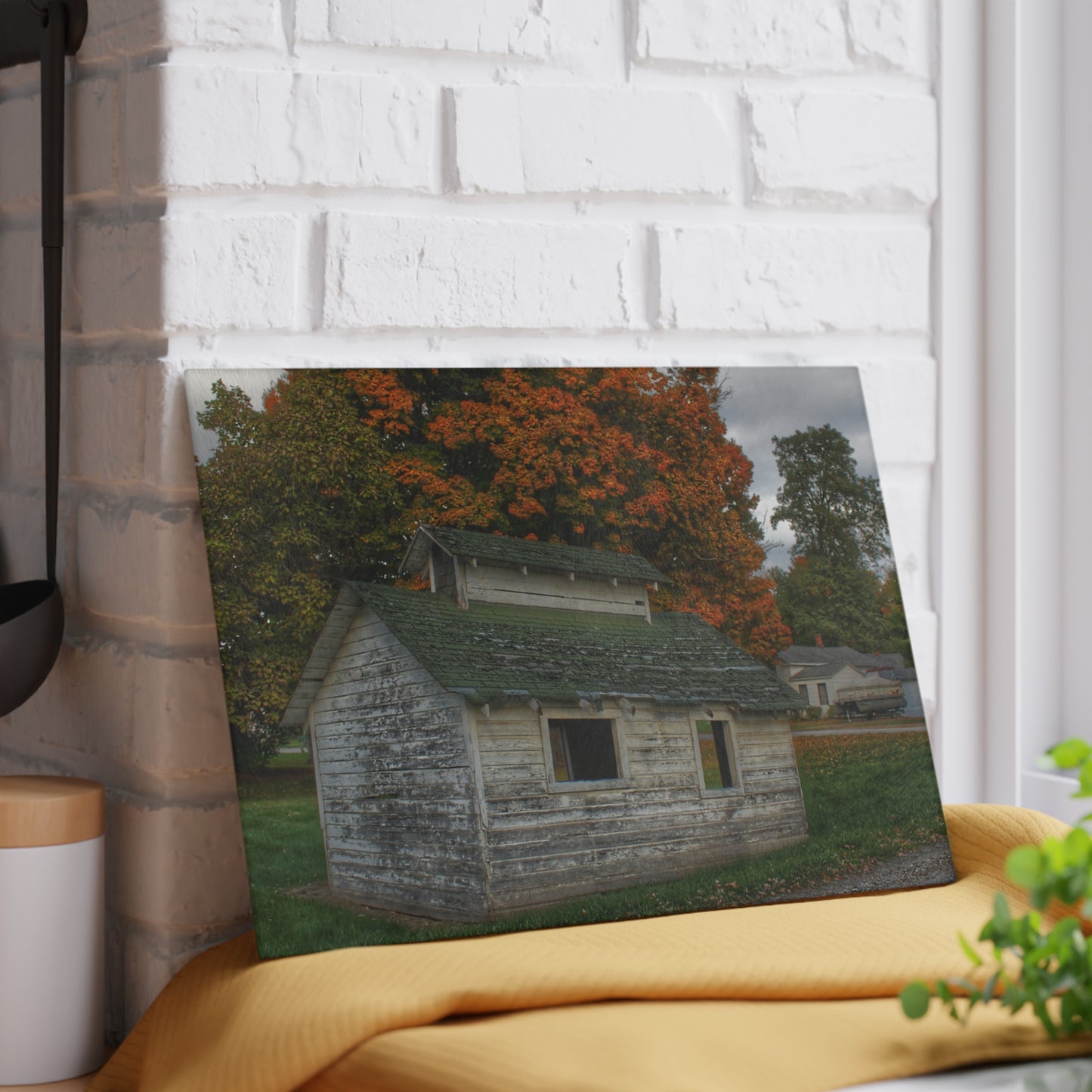 U R There Photography Rural Shack of Metamora Rustic Farmhouse Tempered-Glass Cutting Board