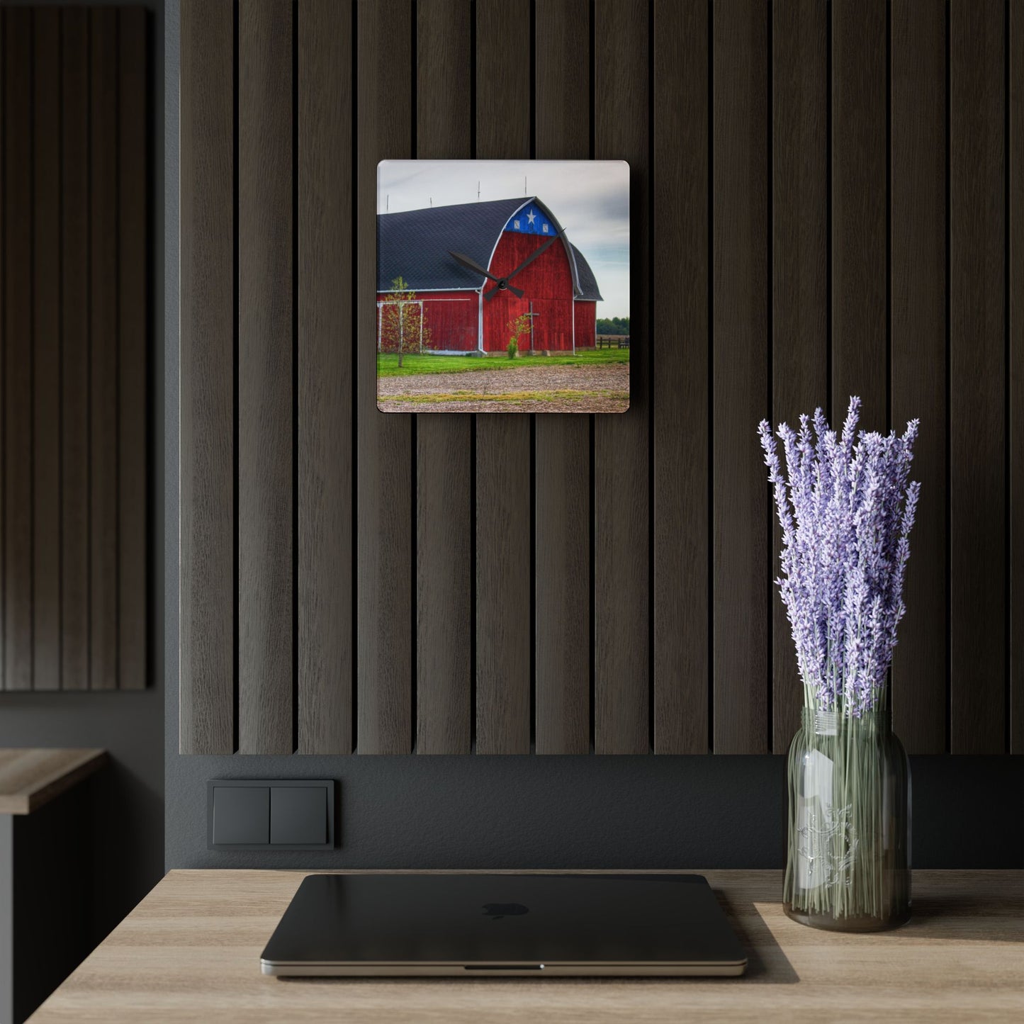U R There Photography M-24 Star Barn Rustic Farmhouse Acrylic Analog Wall Clock