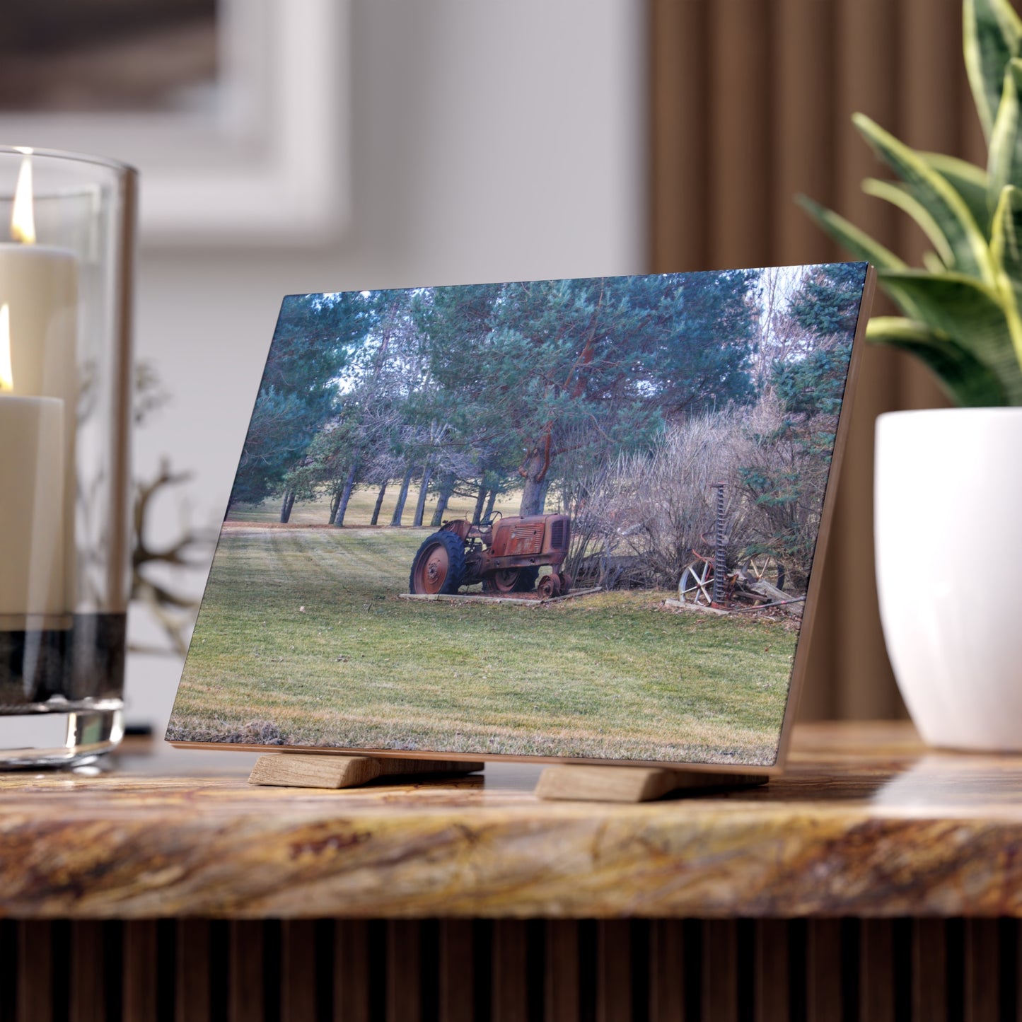 U R There Photography Casey Road Yard Art II Rustic Farmhouse Decorative Ceramic Tile