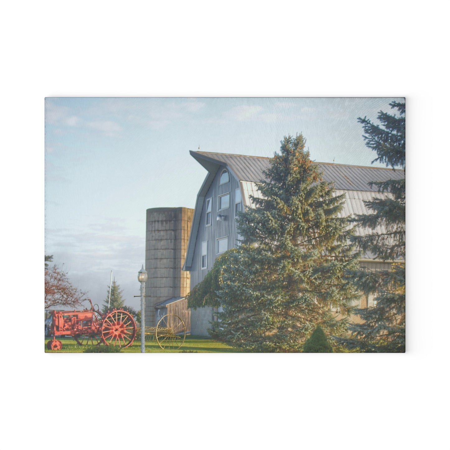 U R There Photography Peppermill Grey Rustic Farmhouse Tempered-Glass Cutting Board