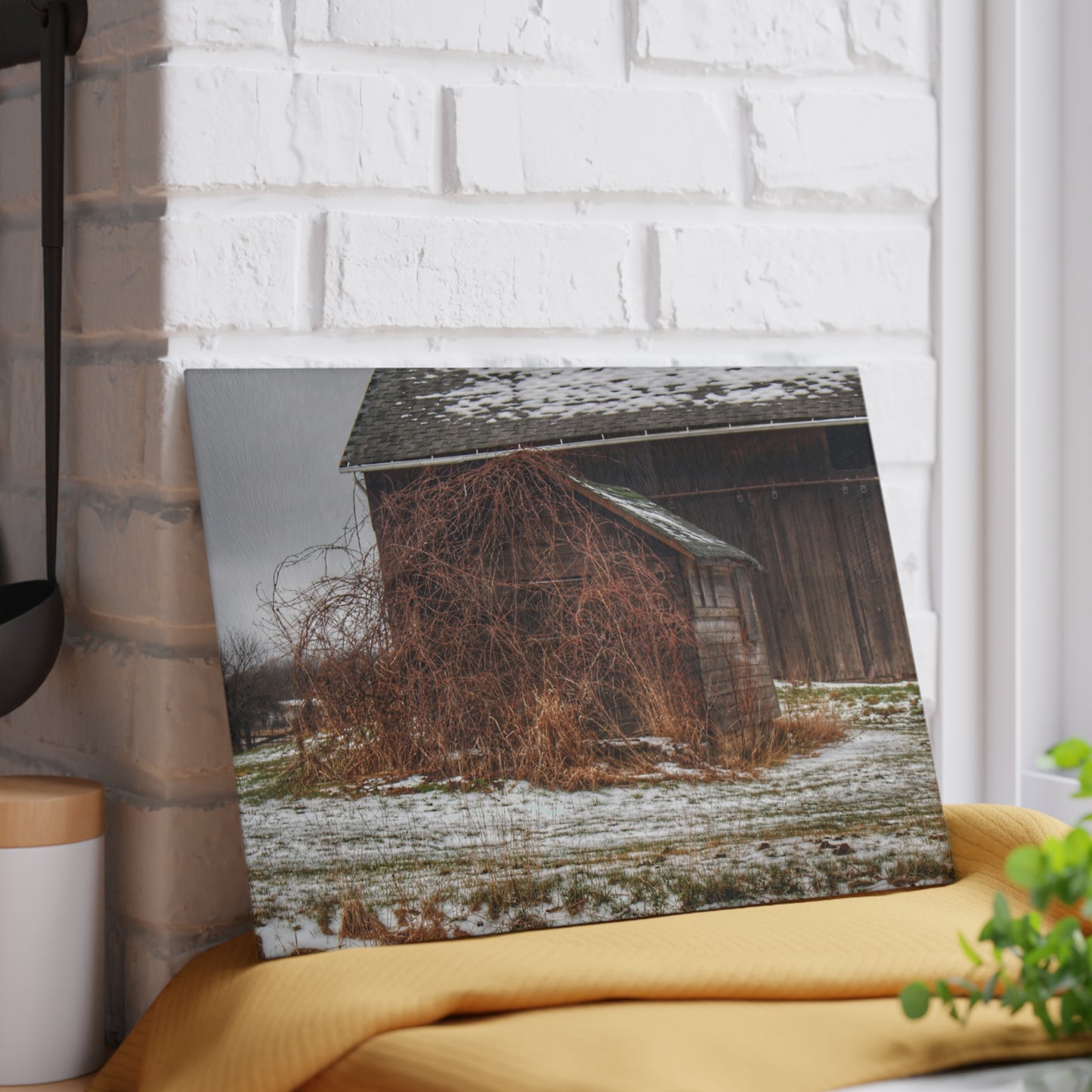 U R There Photography Wilder Road Little Winter Grey Rustic Farmhouse Tempered-Glass Cutting Board