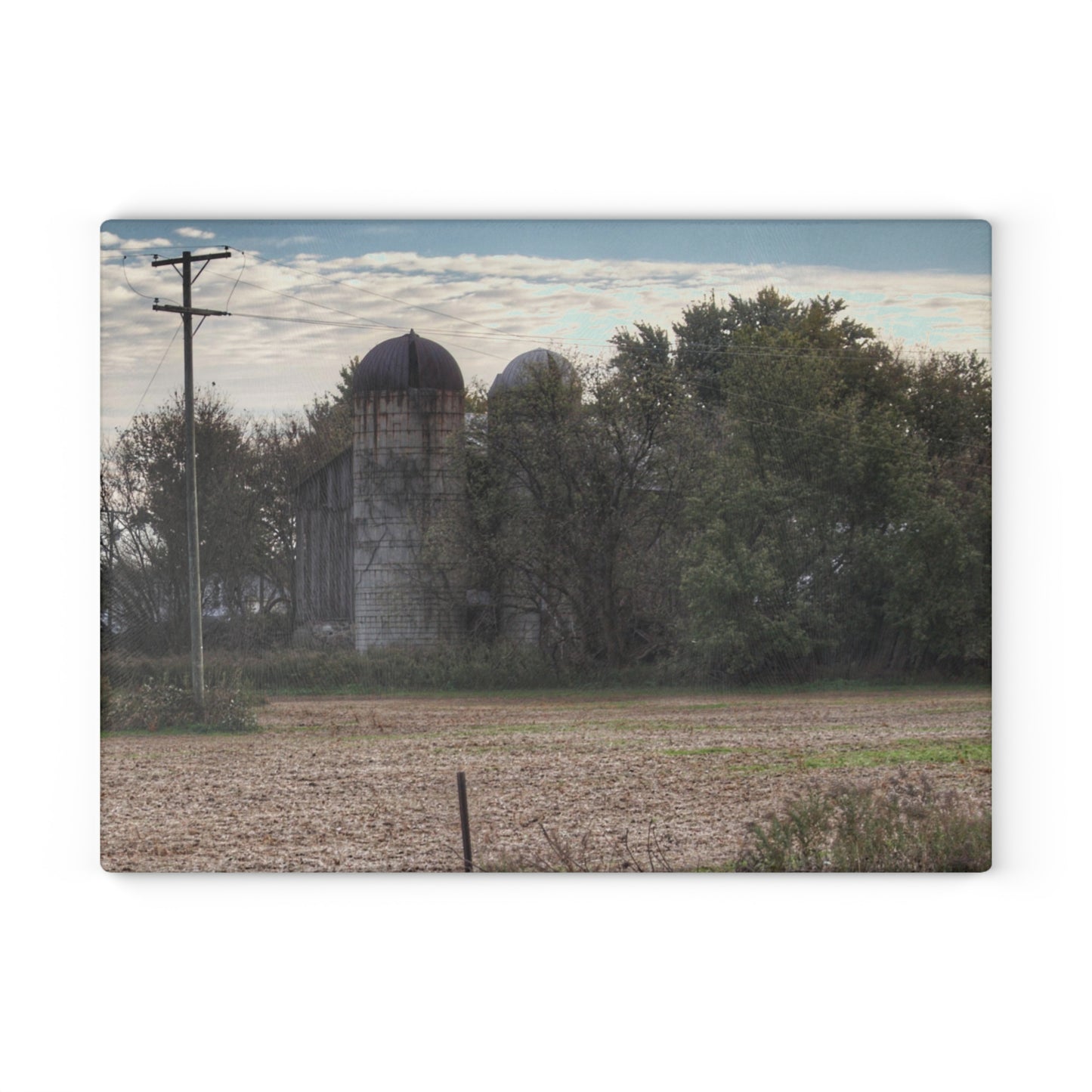 U R There Photography Burnside Road Grey I Rustic Farmhouse Tempered-Glass Cutting Board
