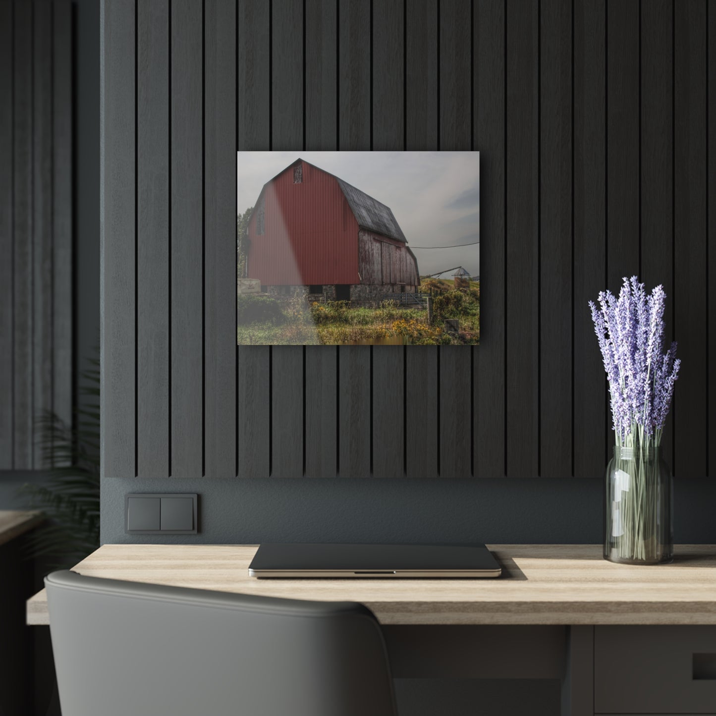 U R There Photography Roadside Stone Red Rustic Farmhouse Acrylic Wall Print