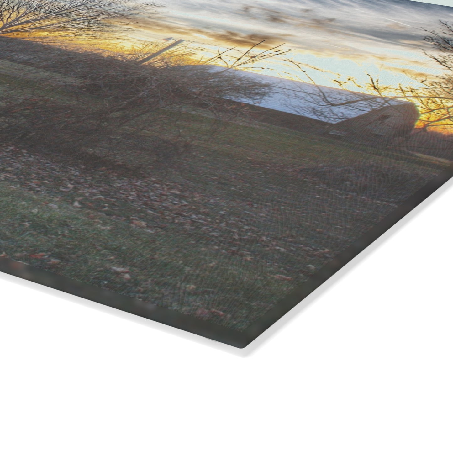 U R There Photography Ortonville Red Rustic Farmhouse Tempered-Glass Cutting Board