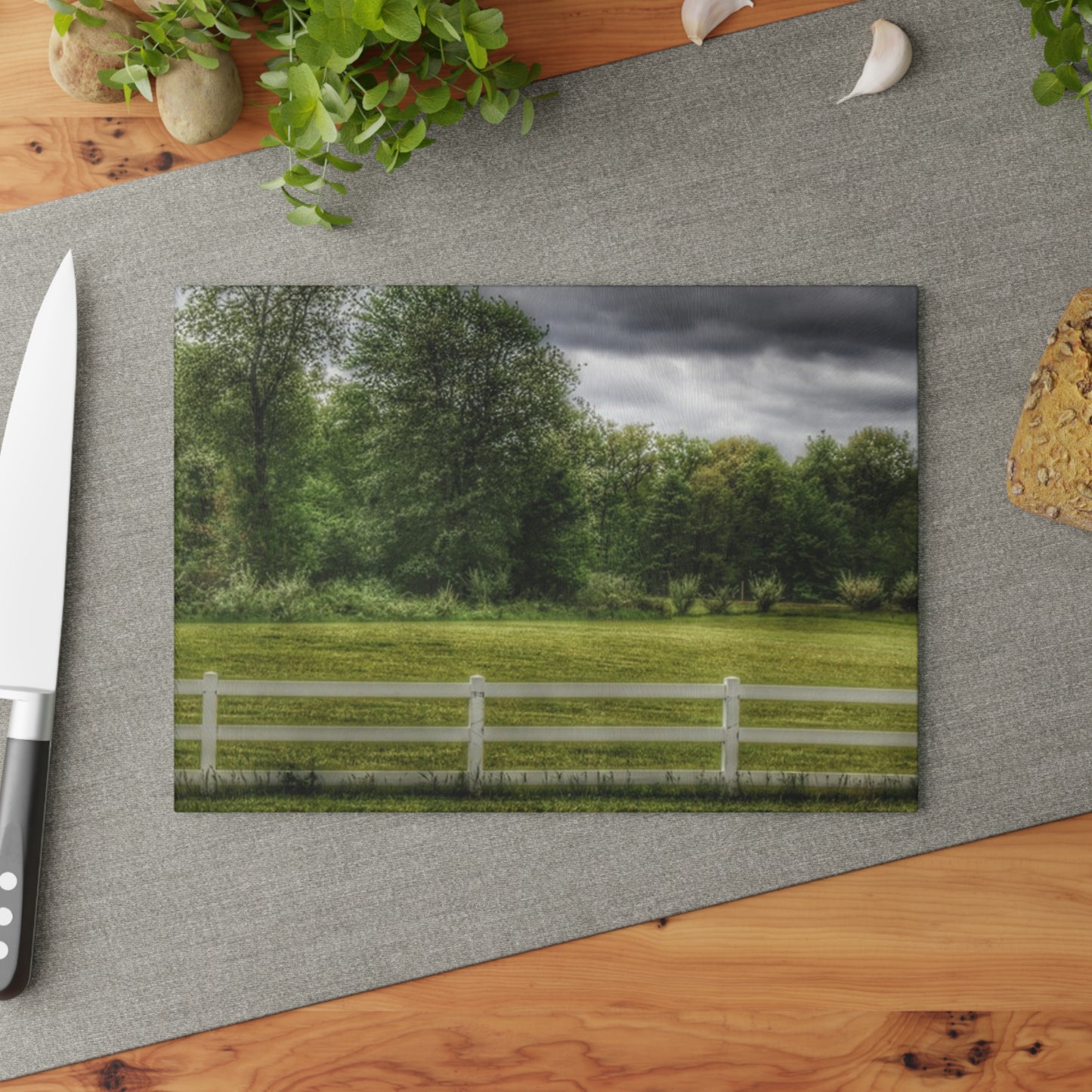 U R There Photography Beyond the White Fence Rustic Farmhouse Tempered-Glass Cutting Board