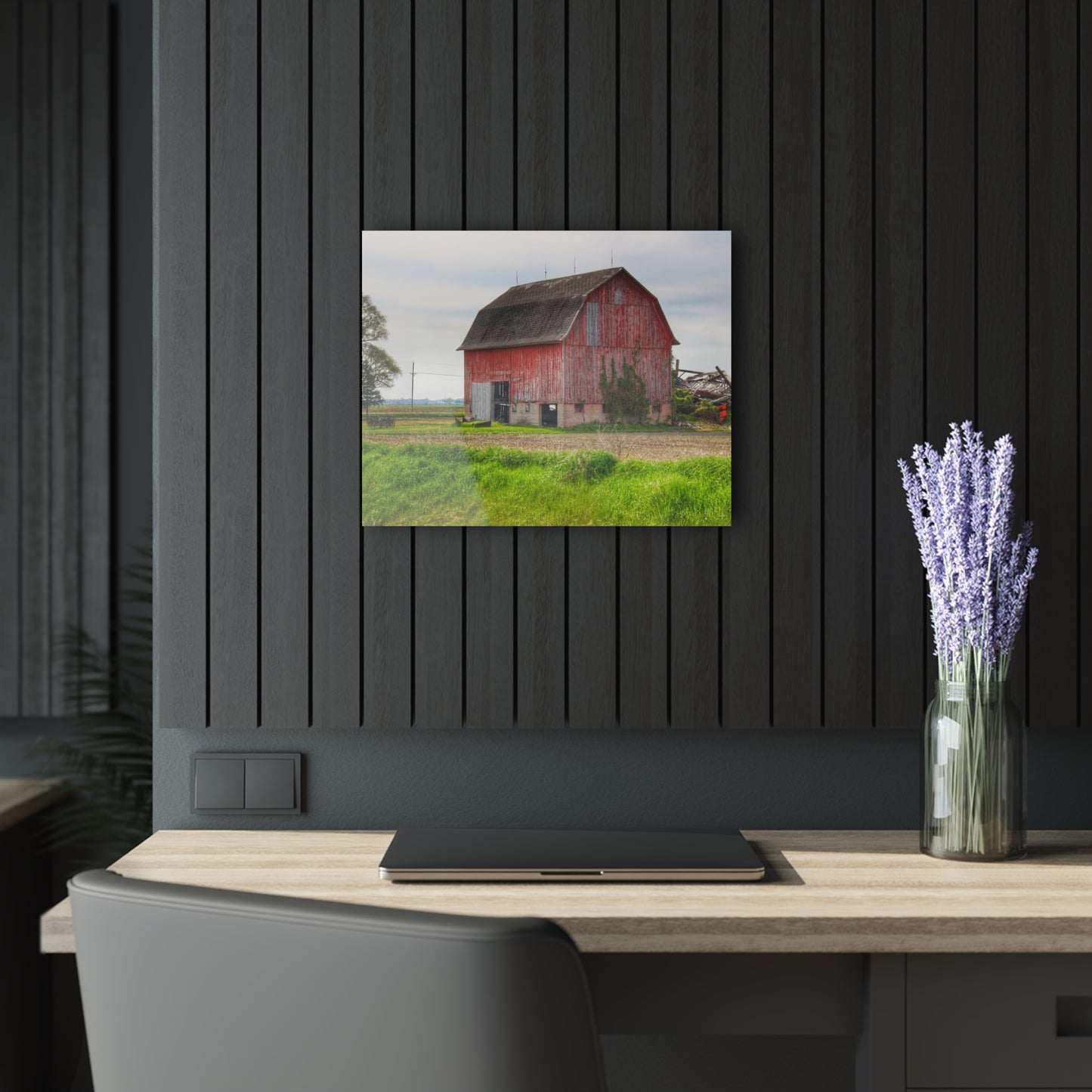U R There Photography Unionville Elmwood Road Red II Rustic Farmhouse Acrylic Wall Print