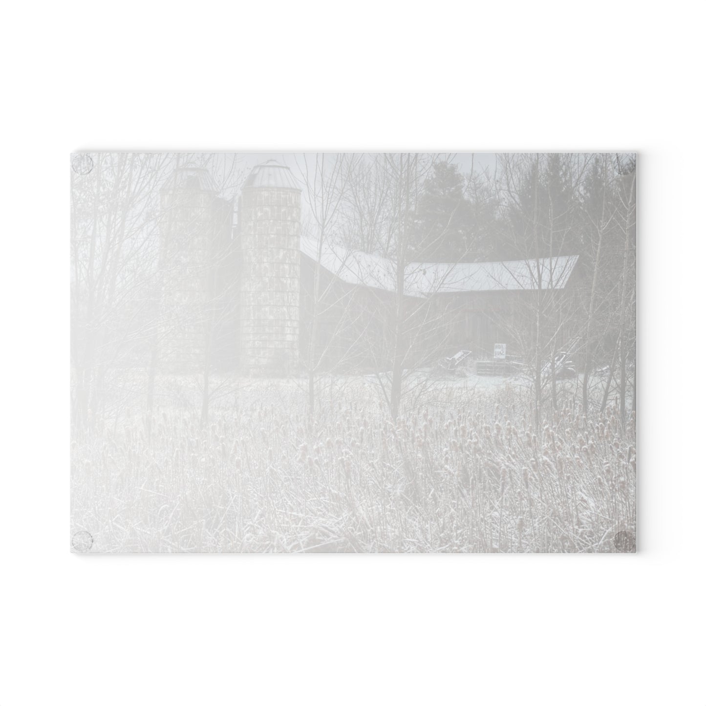 U R There Photography Washburn Road Hidden Red Rustic Farmhouse Tempered-Glass Cutting Board