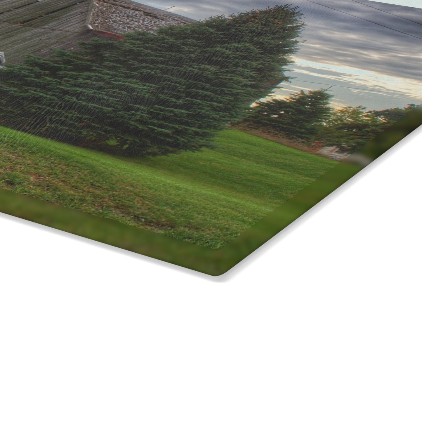 U R There Photography Rich Road Falling Grey II Rustic Farmhouse Tempered-Glass Cutting Board