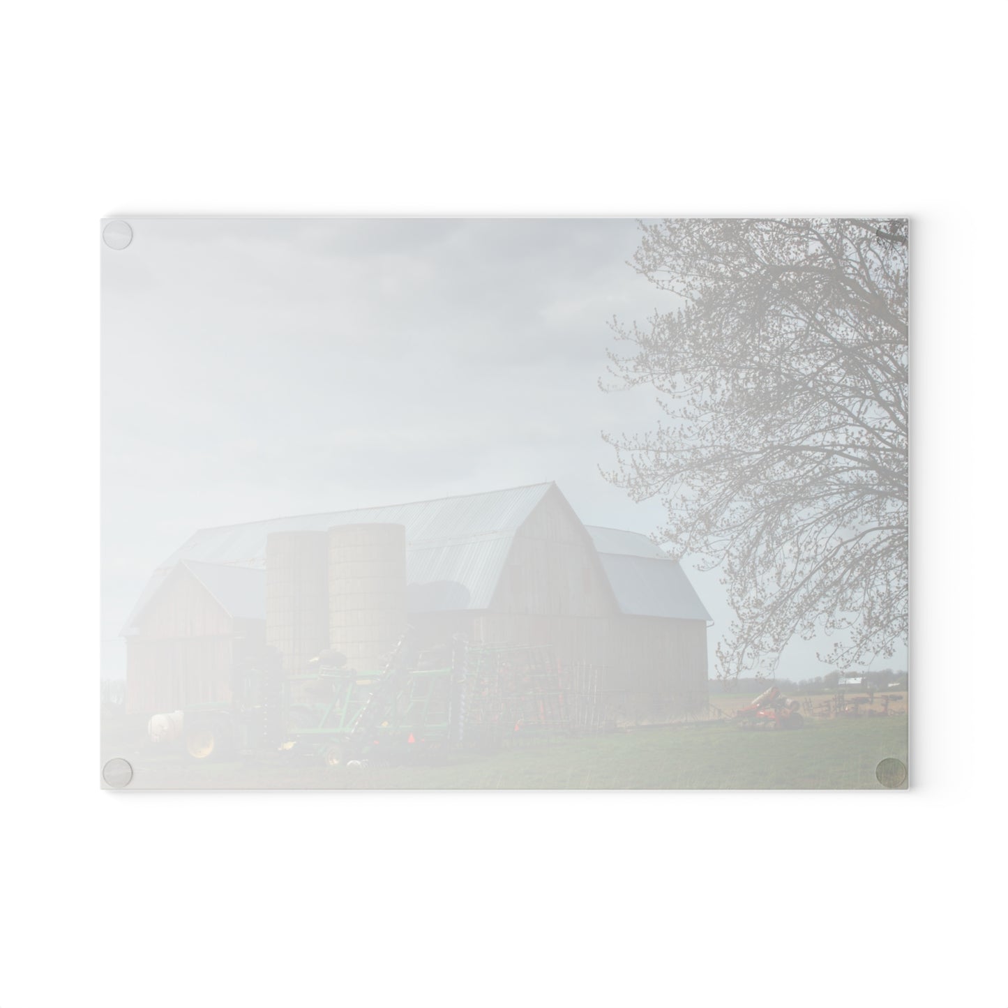 U R There Photography Snover Road Red I Rustic Farmhouse Tempered-Glass Cutting Board