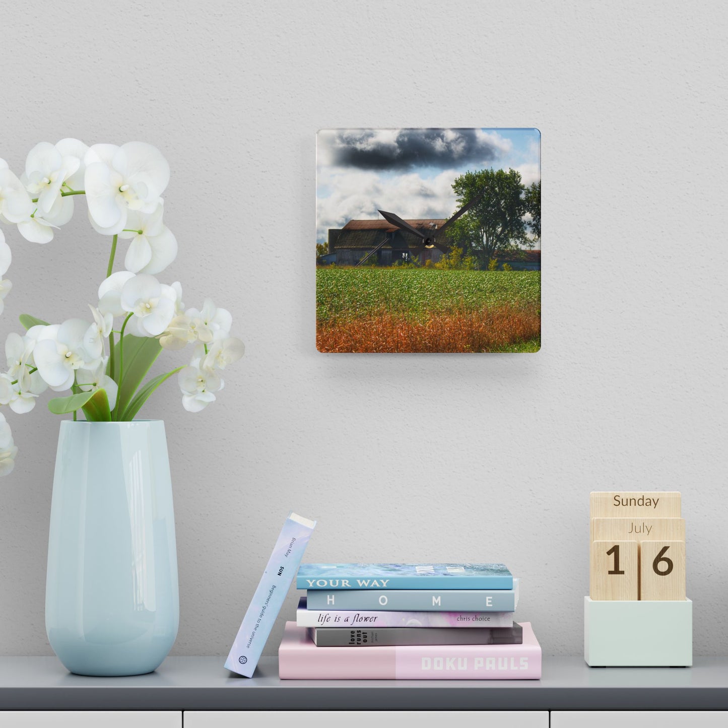 U R There Photography Silverwood Haybarn Rustic Farmhouse Acrylic Analog Wall Clock