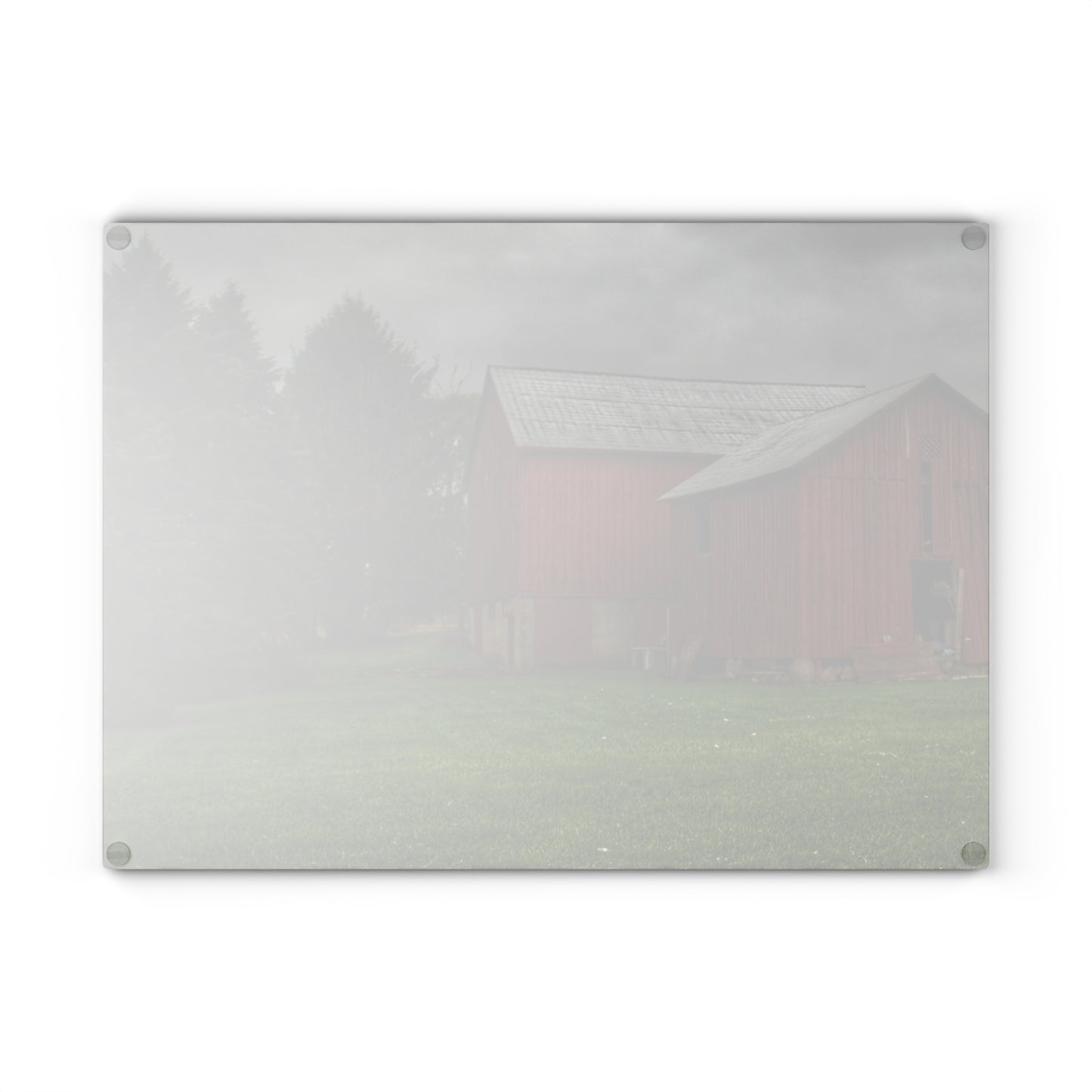 U R There Photography Bowers Road Red II Rustic Farmhouse Tempered-Glass Cutting Board