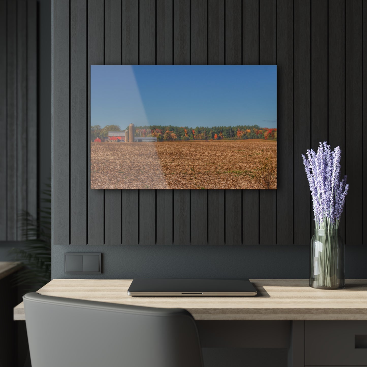 U R There Photography Rowe Road Farm Across the Field Rustic Farmhouse Acrylic Wall Print