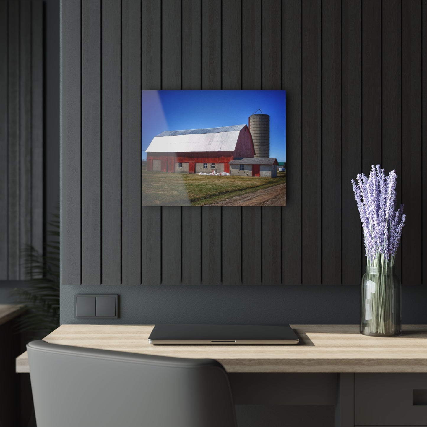 U R There Photography Burt Road Red and Silo Rustic Farmhouse Acrylic Wall Print