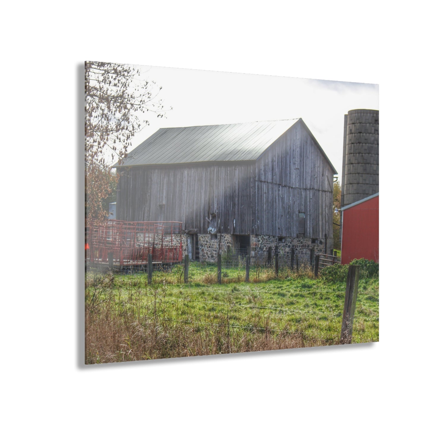 U R There Photography Slattery Road Fieldstone Grey Rustic Farmhouse Acrylic Wall Print