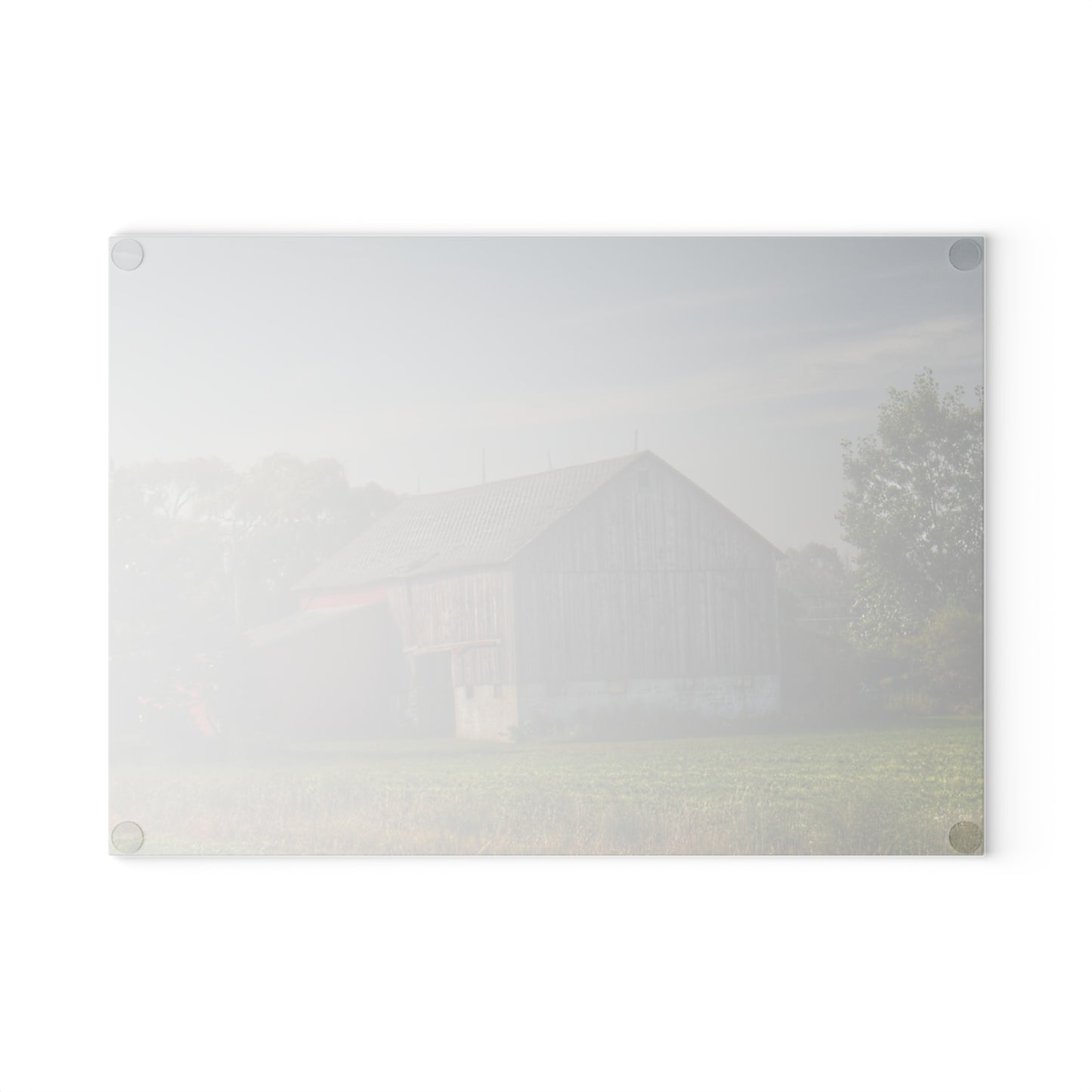 U R There Photography Pigeon Grey Saltbox Rustic Farmhouse Tempered-Glass Cutting Board