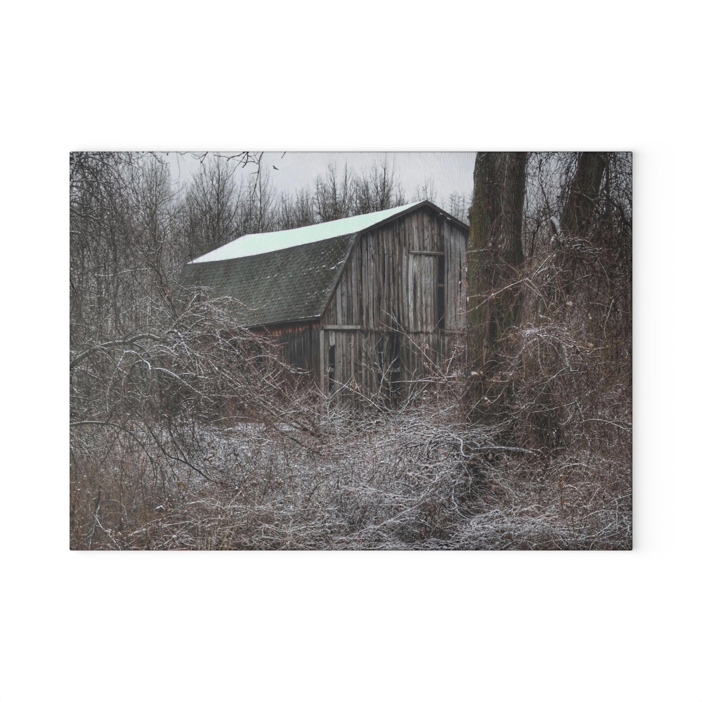 U R There Photography Saginaw Road Grey Rustic Farmhouse Tempered-Glass Cutting Board