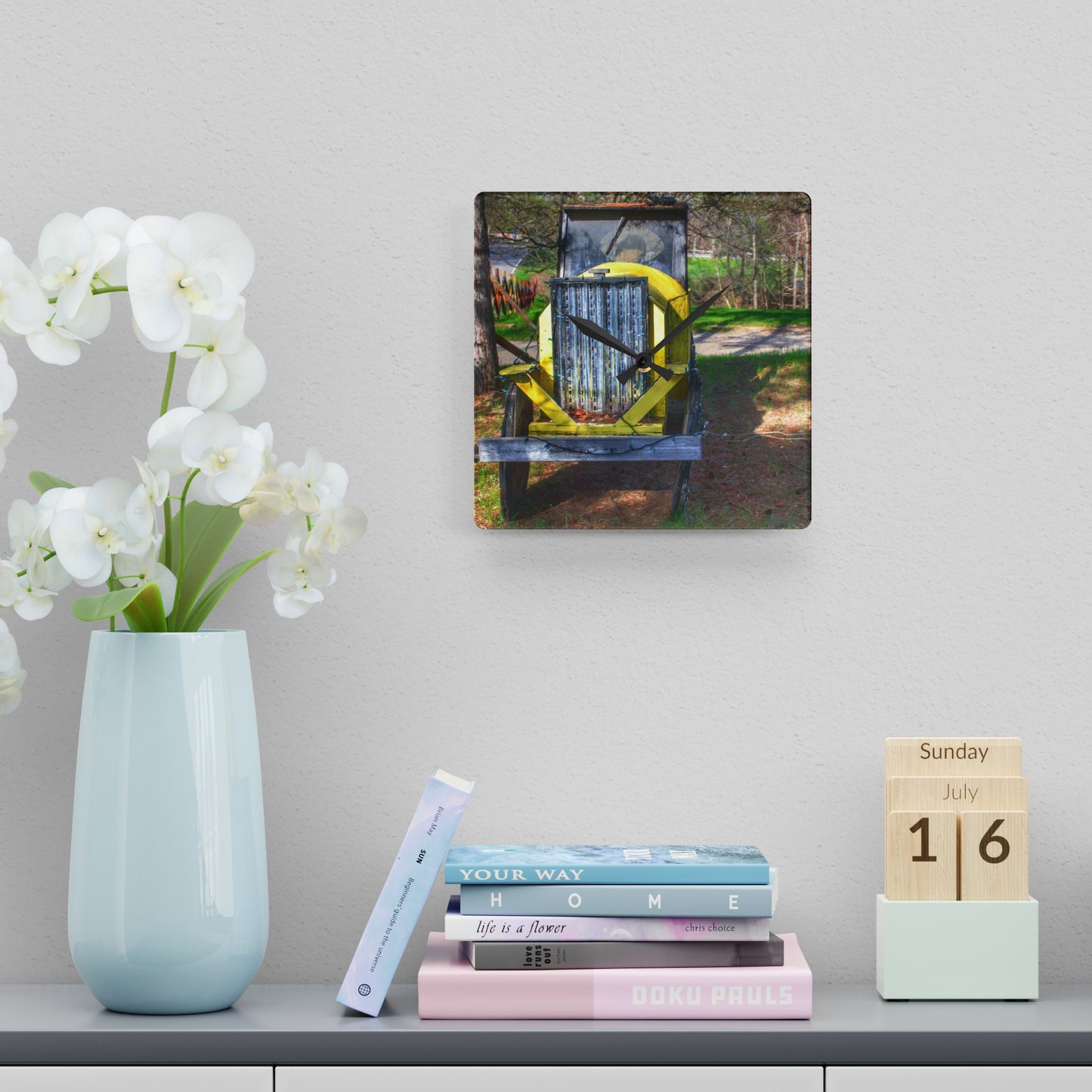 U R There Photography Hickory Place Yard Art I Rustic Farmhouse Acrylic Analog Wall Clock