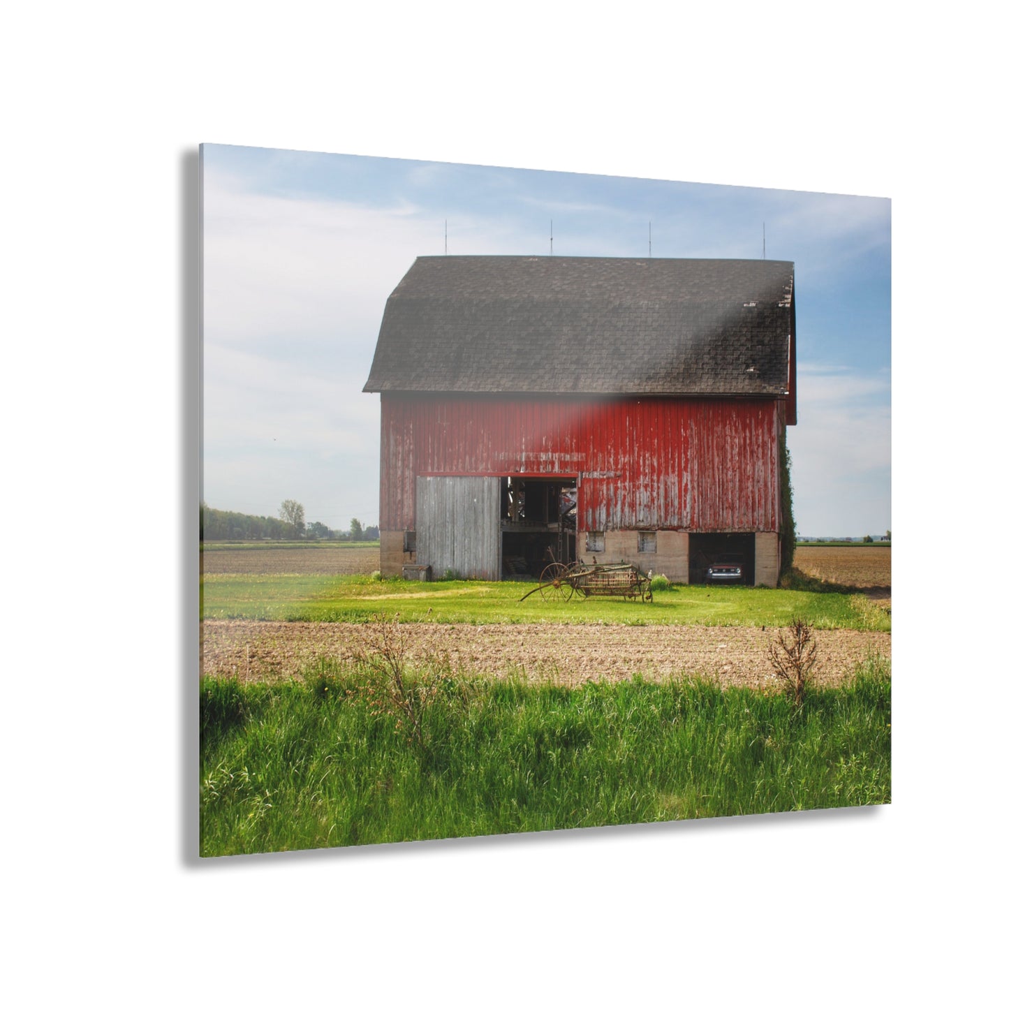 U R There Photography Unionville Elmwood Road Red I Rustic Farmhouse Acrylic Wall Print