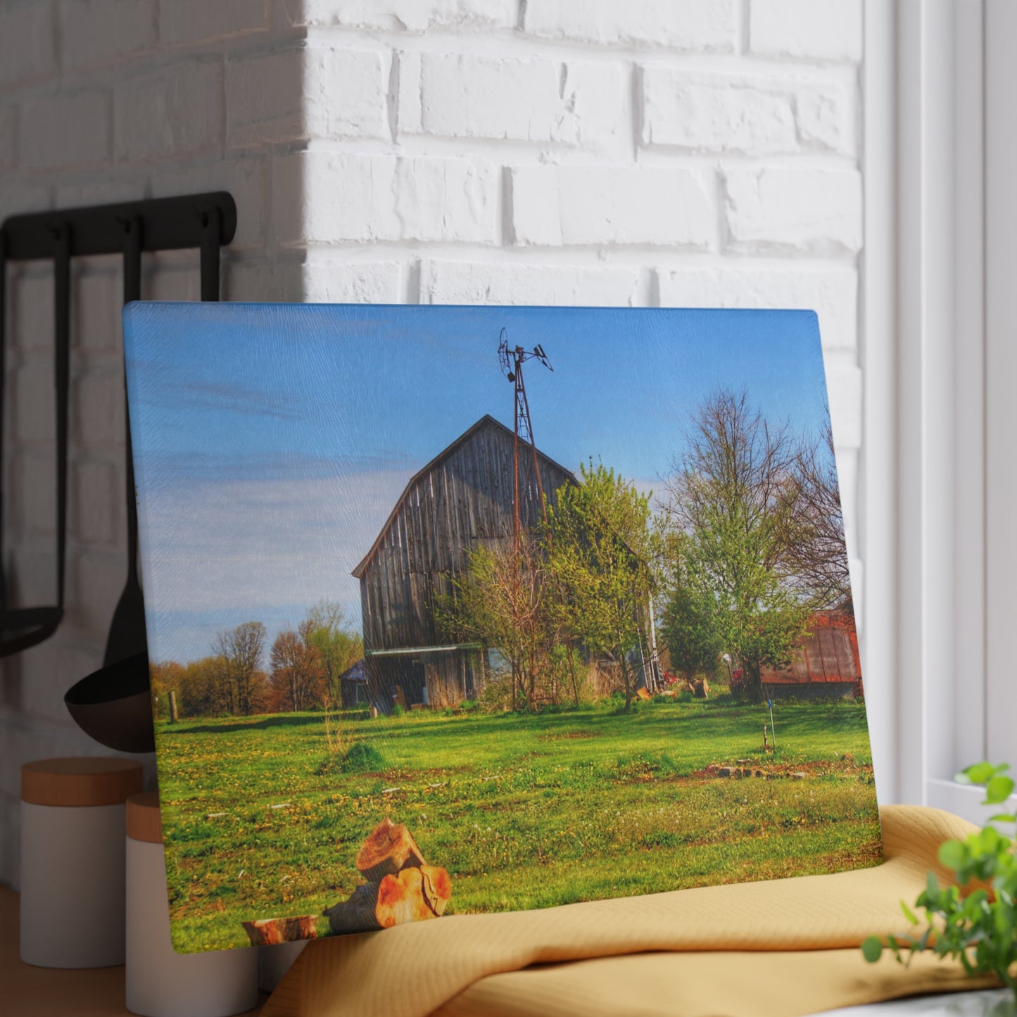 U R There Photography Sohn Road Greys Rustic Farmhouse Tempered-Glass Cutting Board