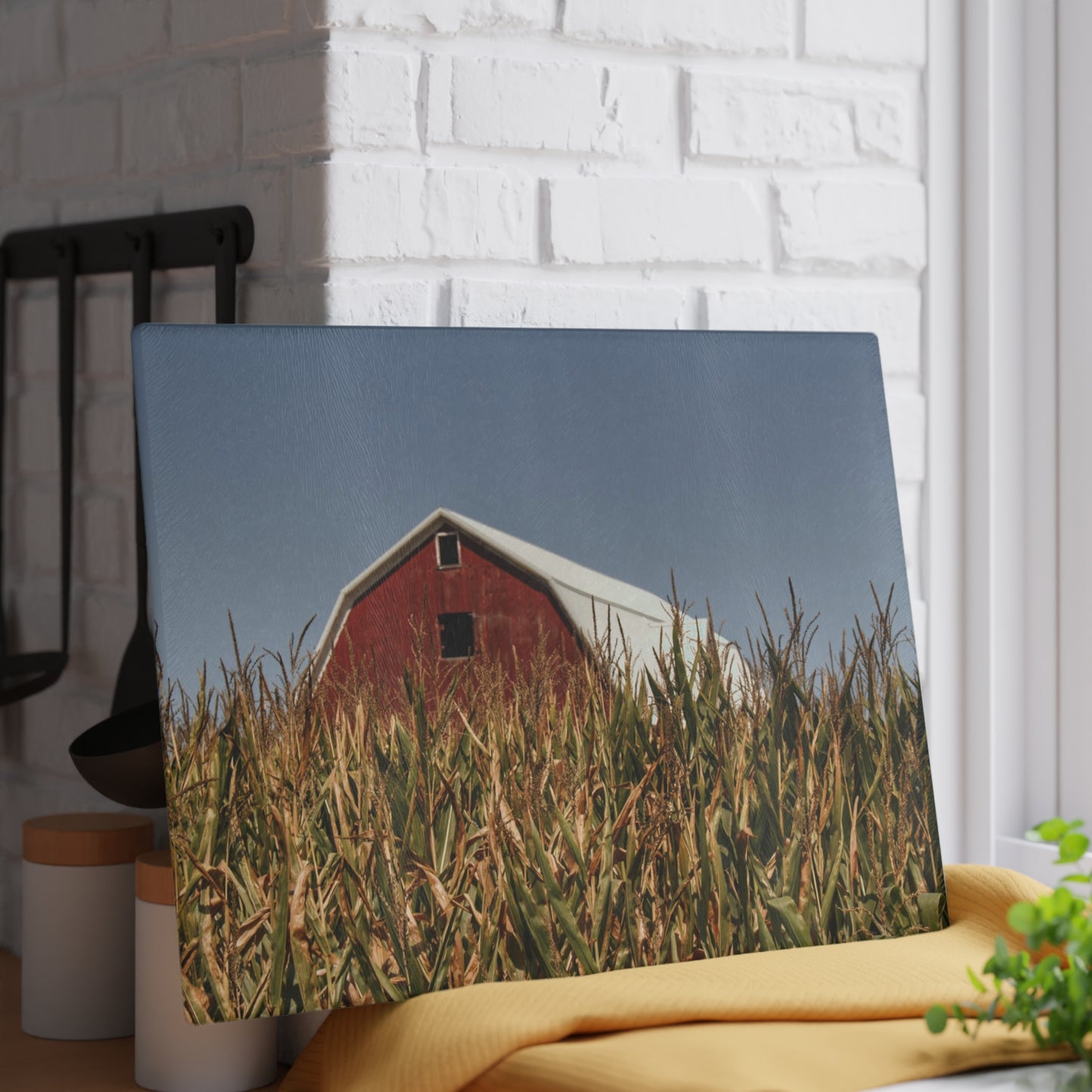 U R There Photography Beyond the Corn Rustic Farmhouse Tempered-Glass Cutting Board