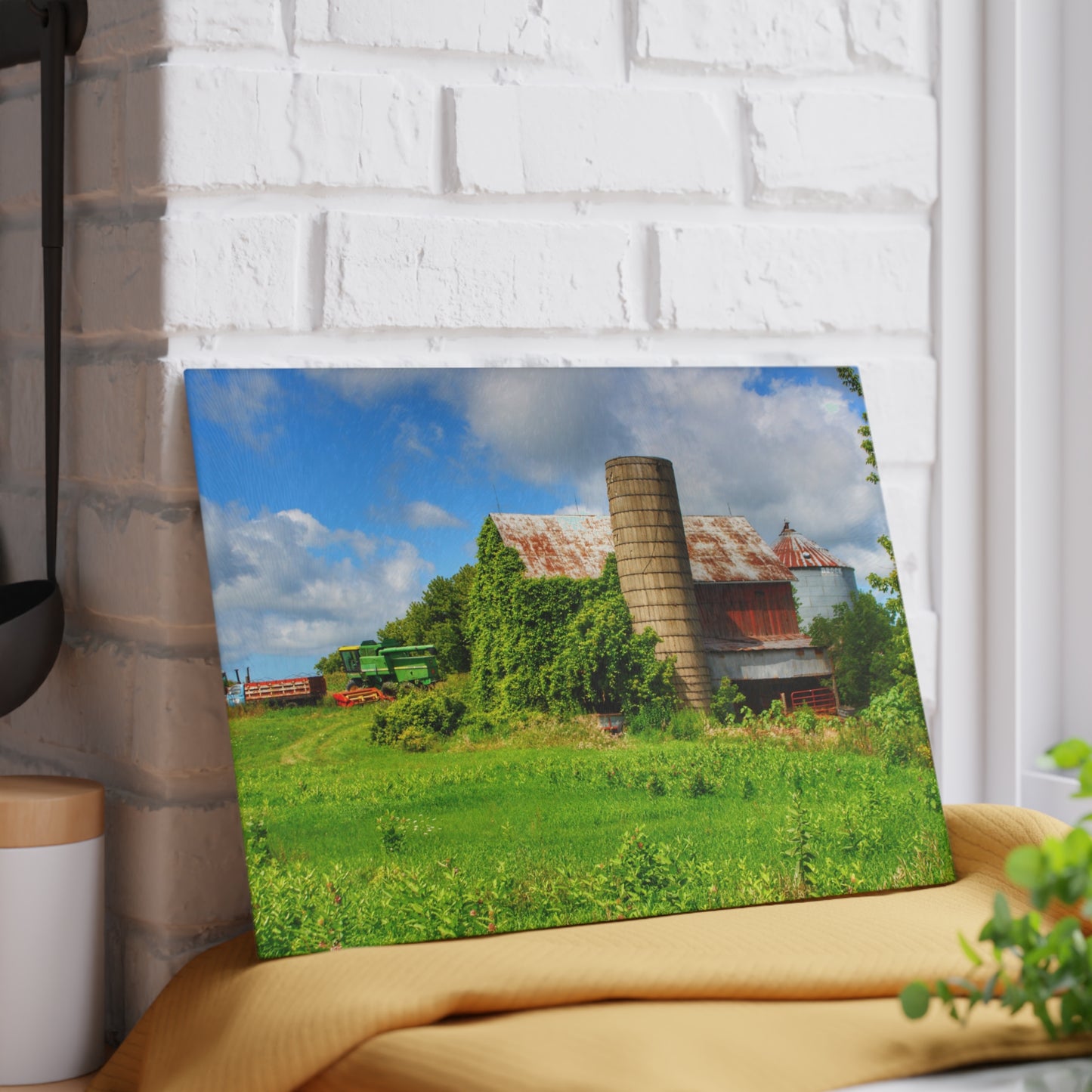 U R There Photography Slattery Rusted Red Rustic Farmhouse Tempered-Glass Cutting Board