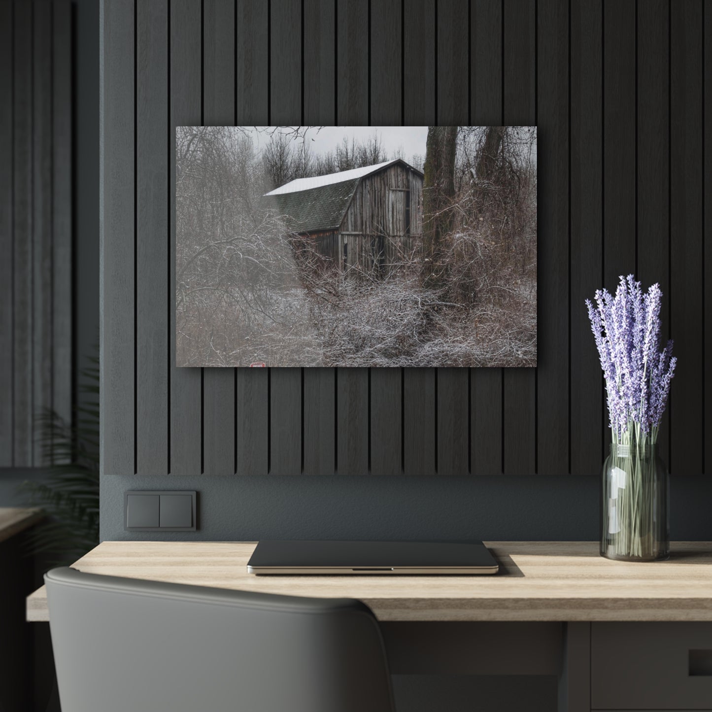 U R There Photography Saginaw Road Grey Rustic Farmhouse Acrylic Wall Print