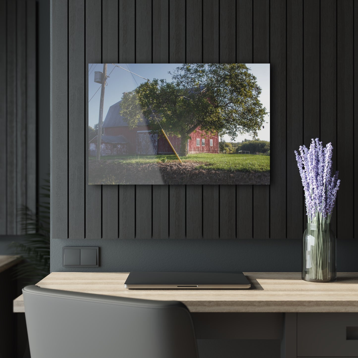 U R There Photography Rochester Road Hidden Red Rustic Farmhouse Acrylic Wall Print