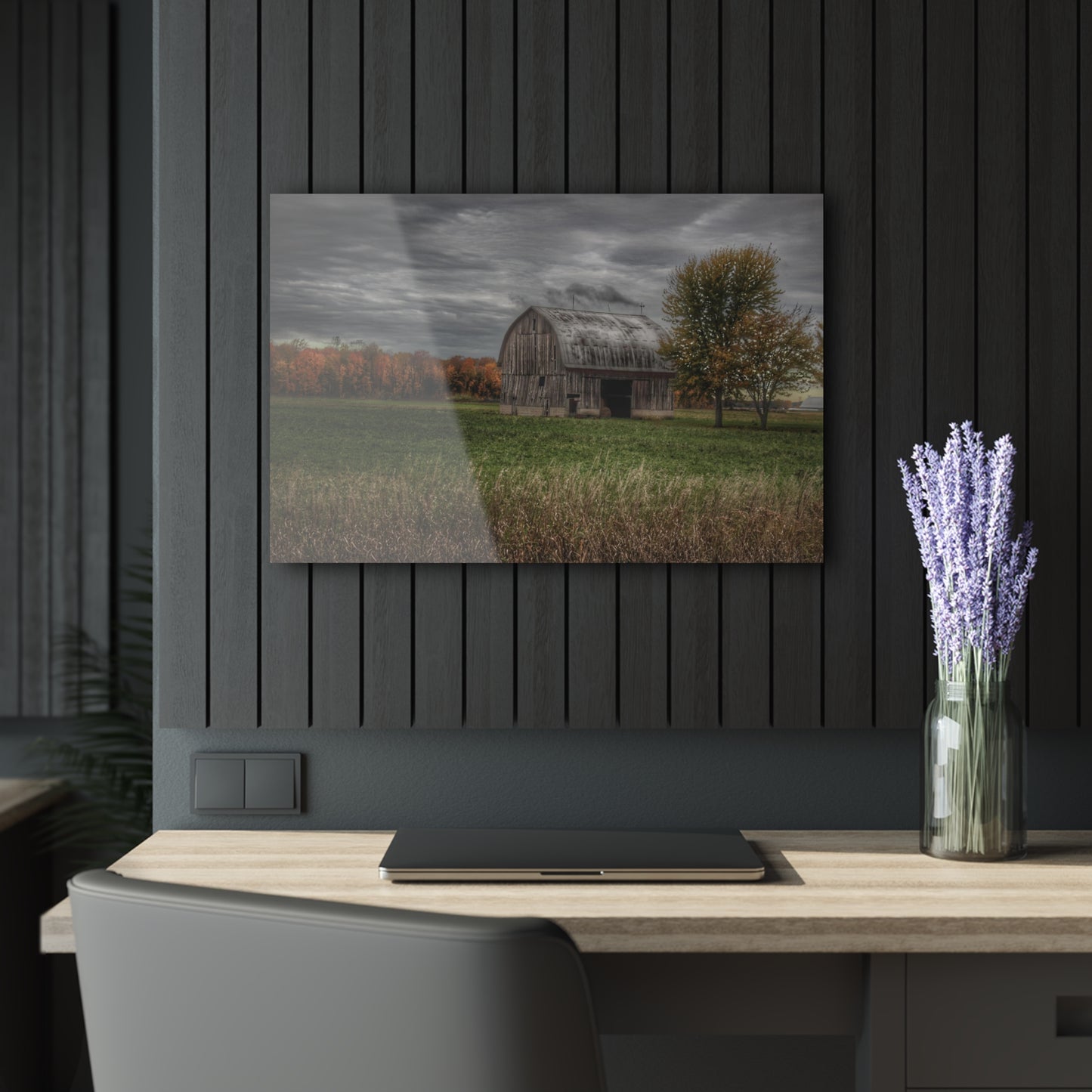 U R There Photography Bray Road Grey in the Fall Rustic Farmhouse Acrylic Wall Print