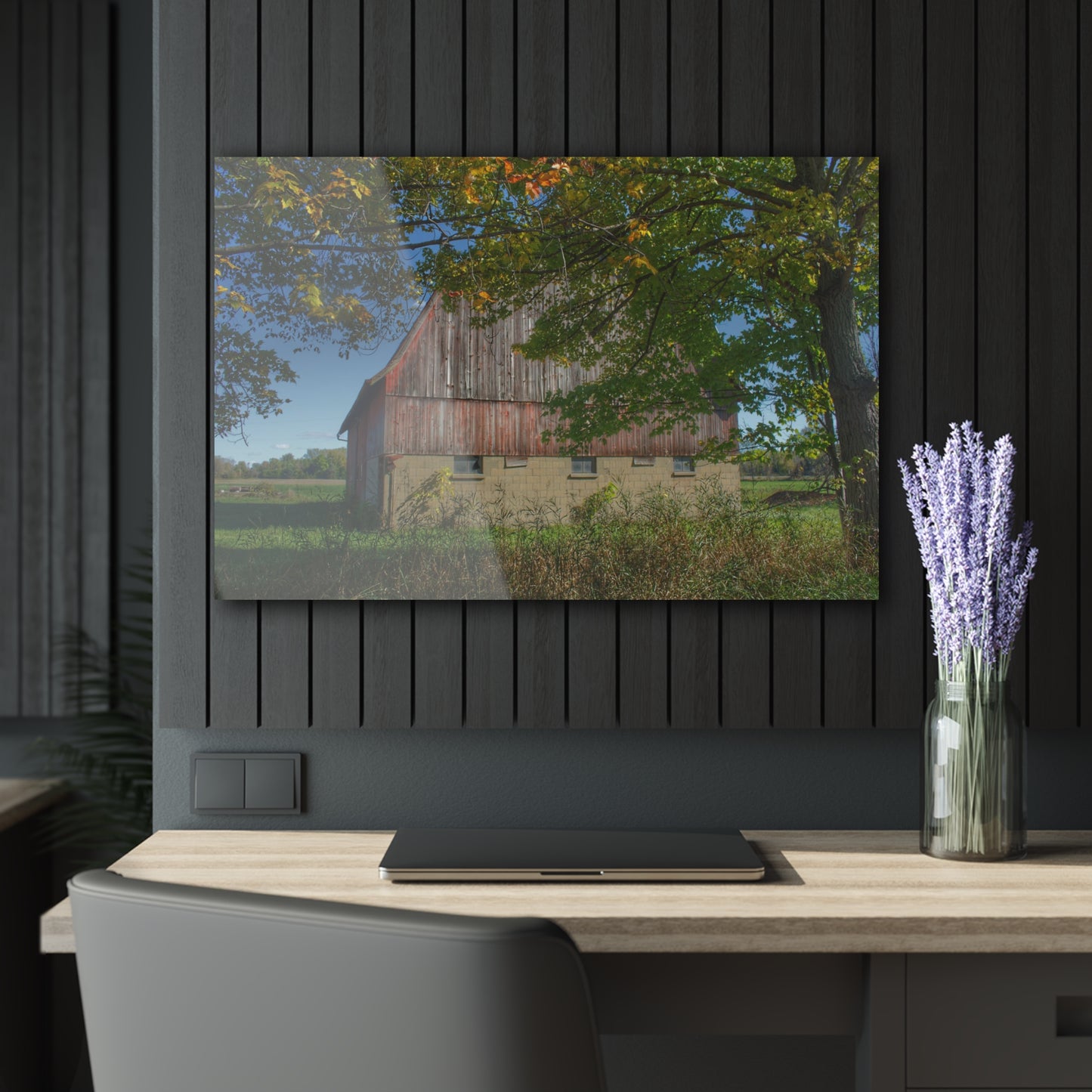 U R There Photography Byington Road Red I Rustic Farmhouse Acrylic Wall Print