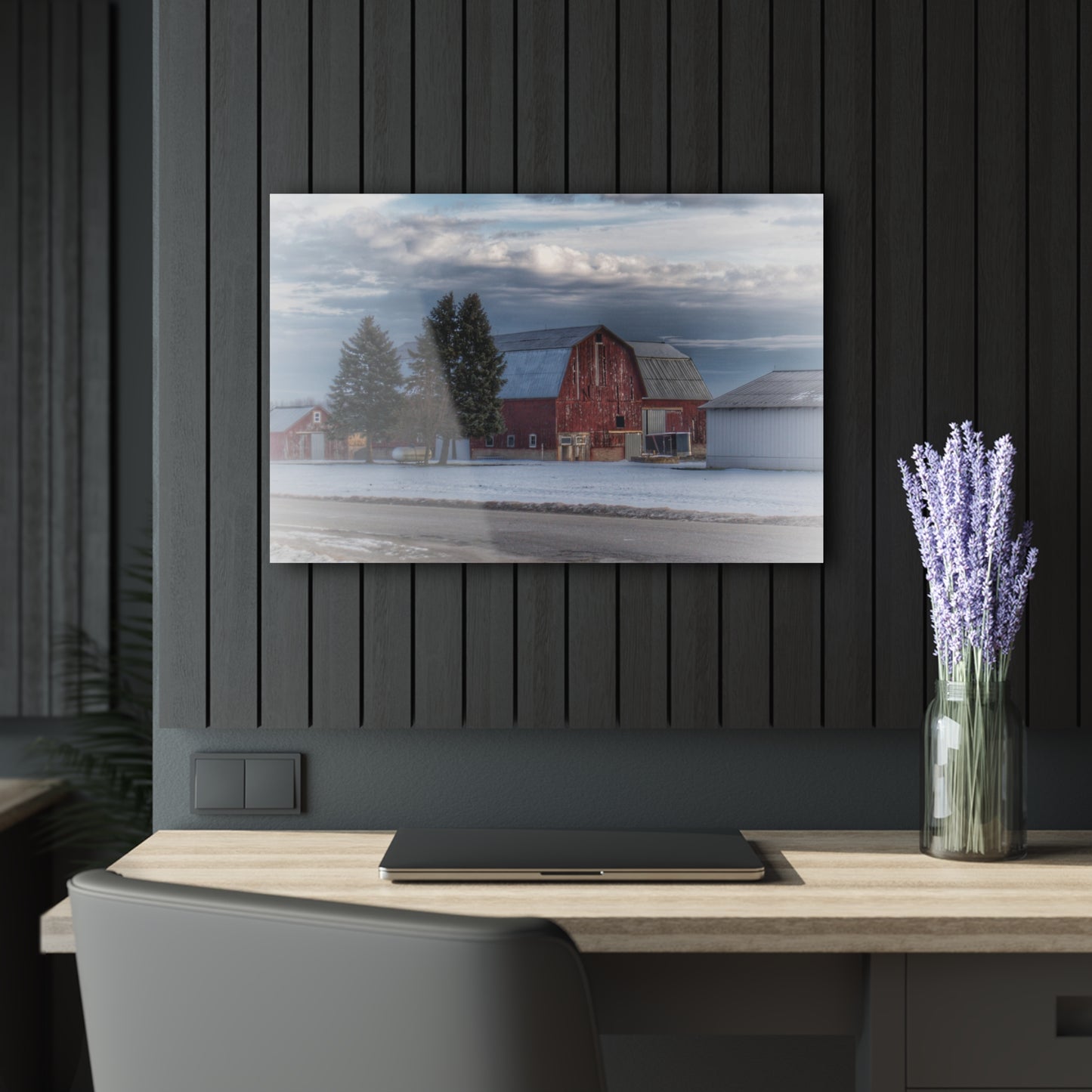 U R There Photography Glover Road Red Rustic Farmhouse Acrylic Wall Print