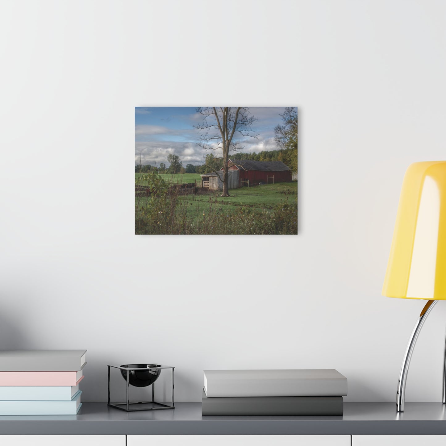 U R There Photography West Oregon Road Hidden Red IV Rustic Farmhouse Acrylic Wall Print