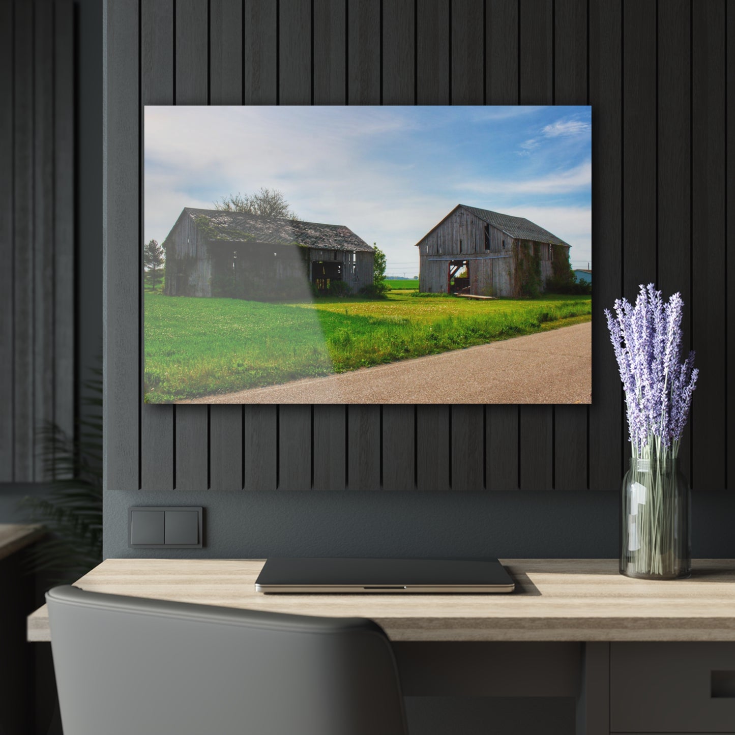 U R There Photography Caro Road Twin Greys I Rustic Farmhouse Acrylic Wall Print