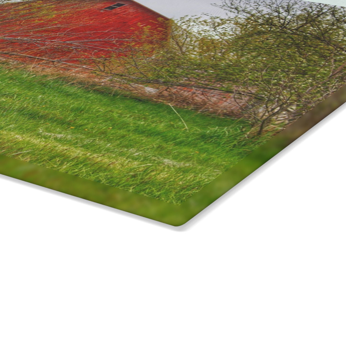 U R There Photography Castle Corner Red I Rustic Farmhouse Tempered-Glass Cutting Board