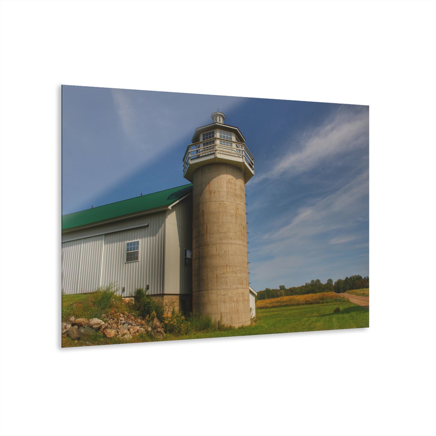 U R There Photography Phelps Road Lighthouse Barn II Rustic Farmhouse Acrylic Wall Print