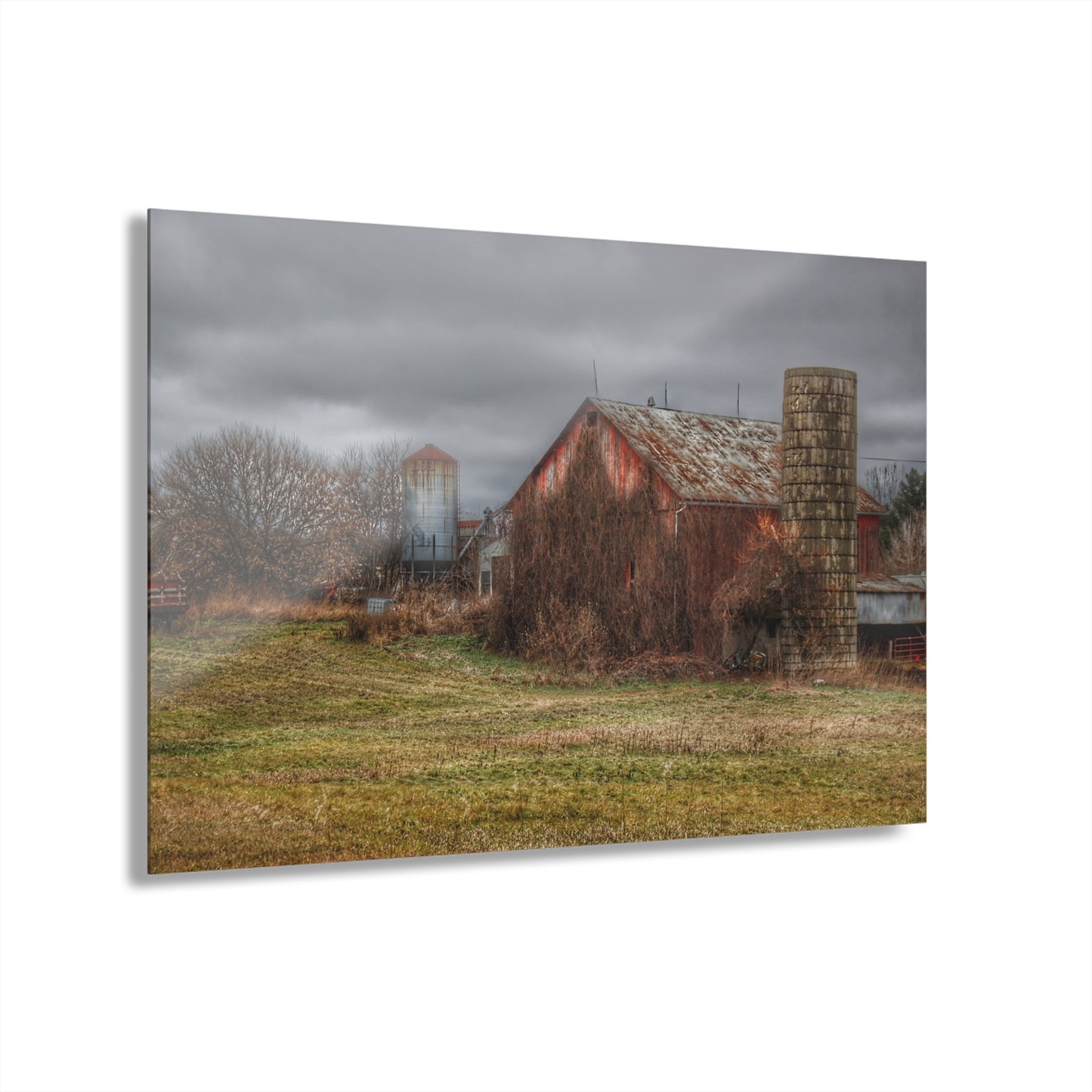 U R There Photography Slattery Road Old Red and Silo II Rustic Farmhouse Acrylic Wall Print