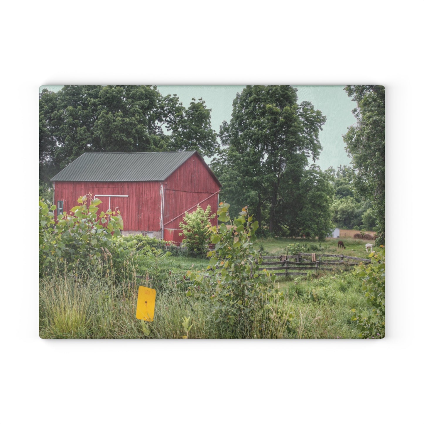 U R There Photography Clifford Road Alpaca Barn Rustic Farmhouse Tempered-Glass Cutting Board