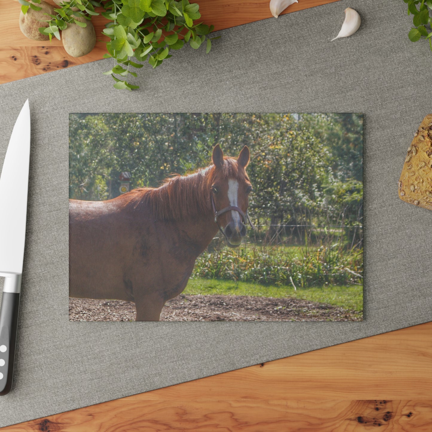 U R There Photography Froede Road Chestnut Brown Rustic Farmhouse Tempered-Glass Cutting Board