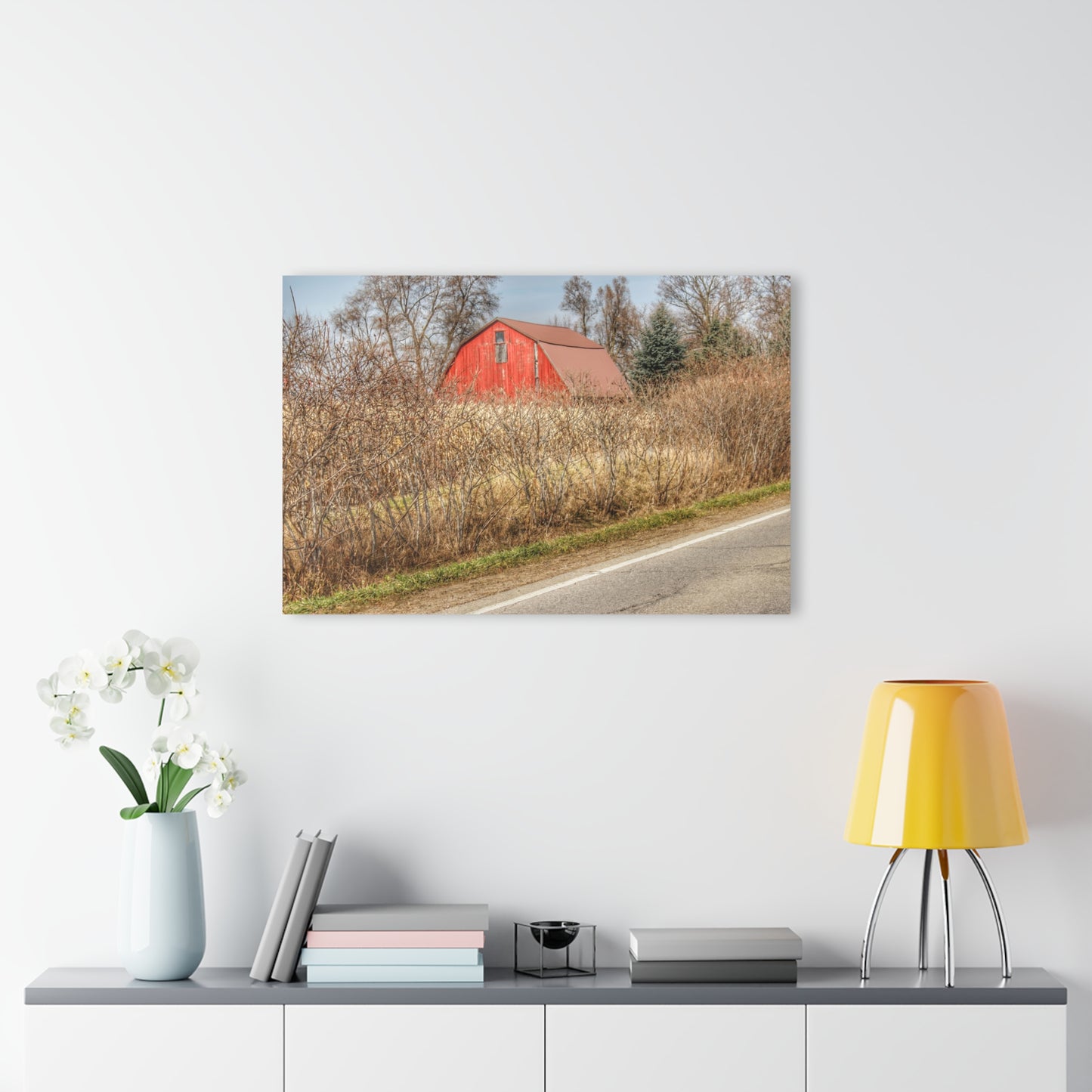 U R There Photography South Lake Pleasant Road Red Rustic Farmhouse Acrylic Wall Print