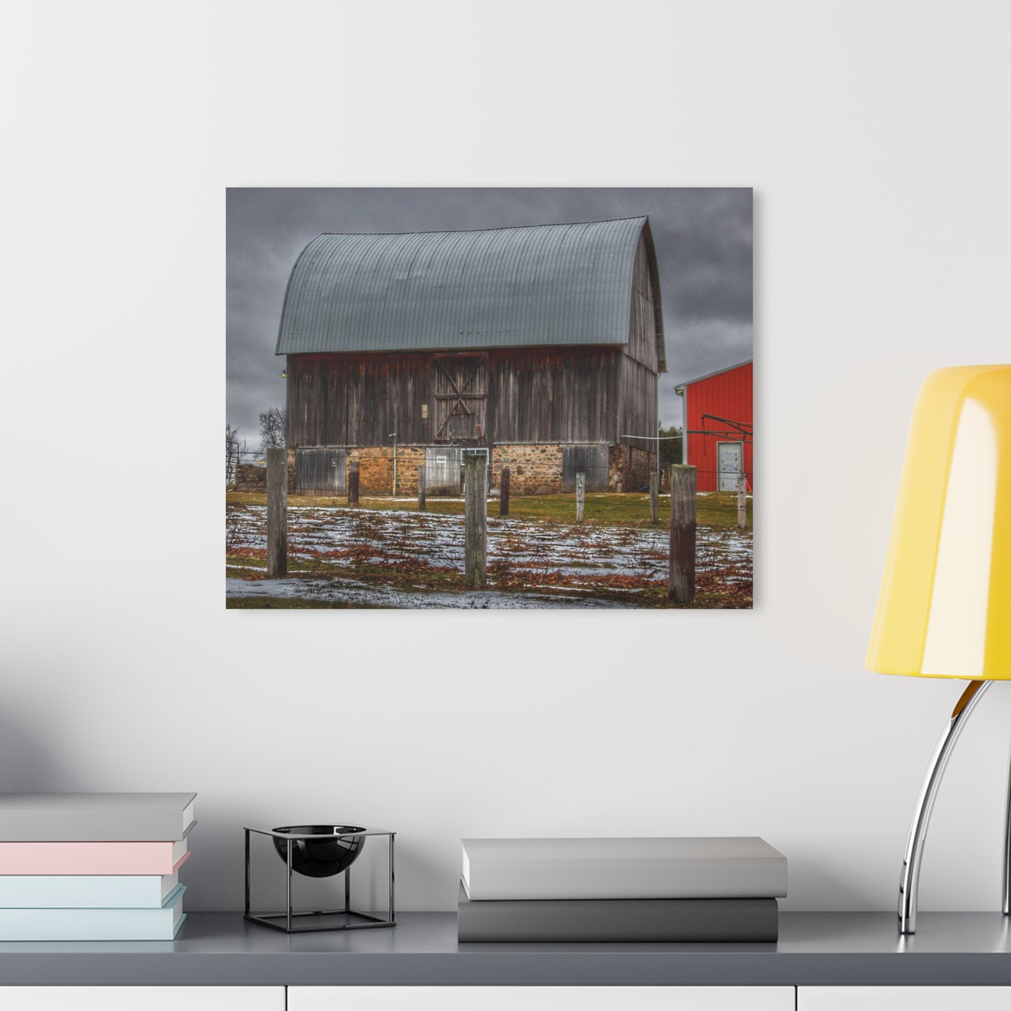 U R There Photography Schott Road Grey III Rustic Farmhouse Acrylic Wall Print