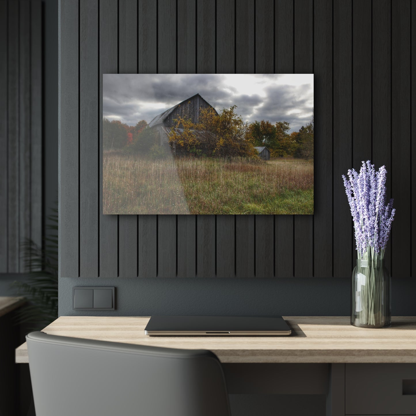 U R There Photography Church Road Grey V Rustic Farmhouse Acrylic Wall Print