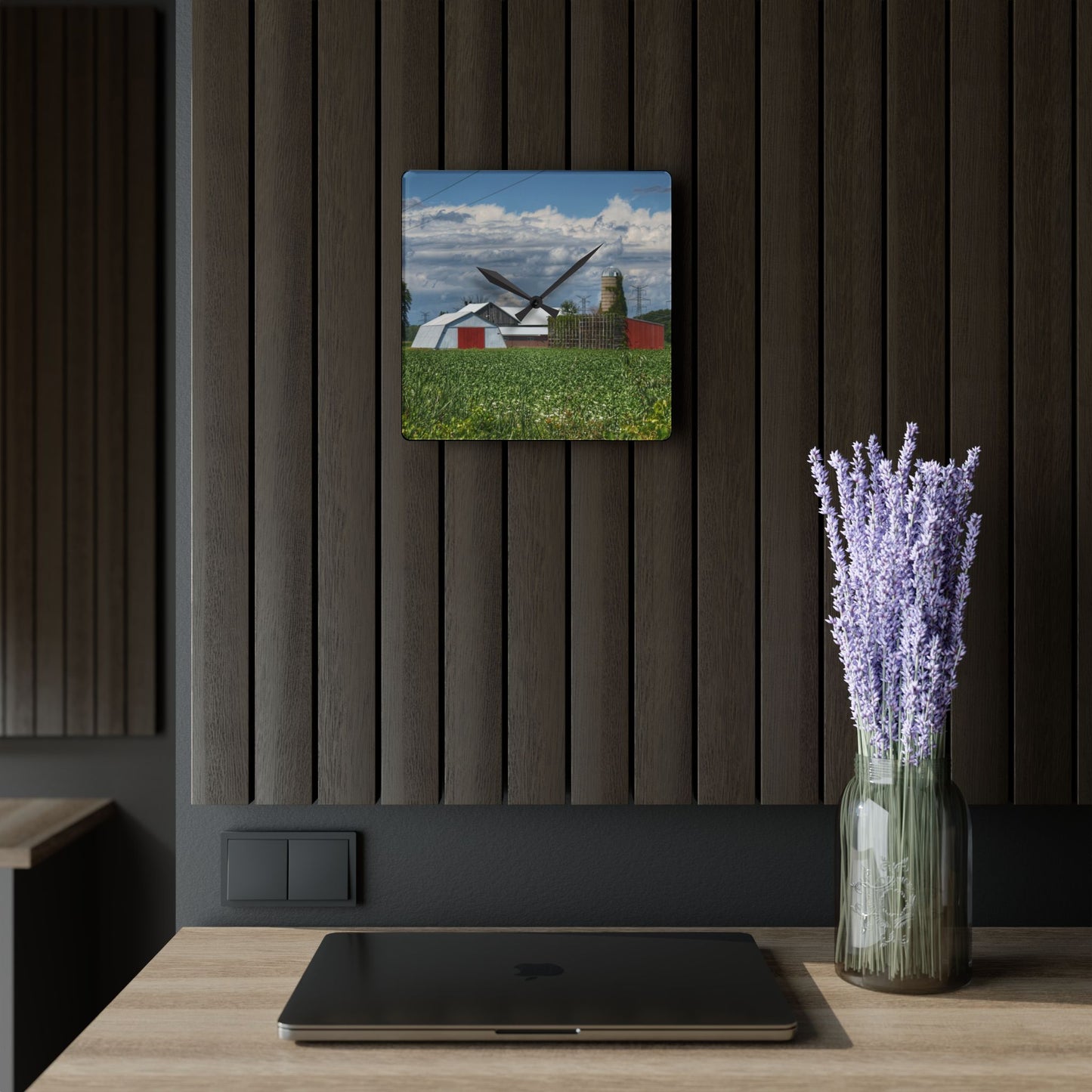 U R There Photography Montrose Farm I Rustic Farmhouse Acrylic Analog Wall Clock